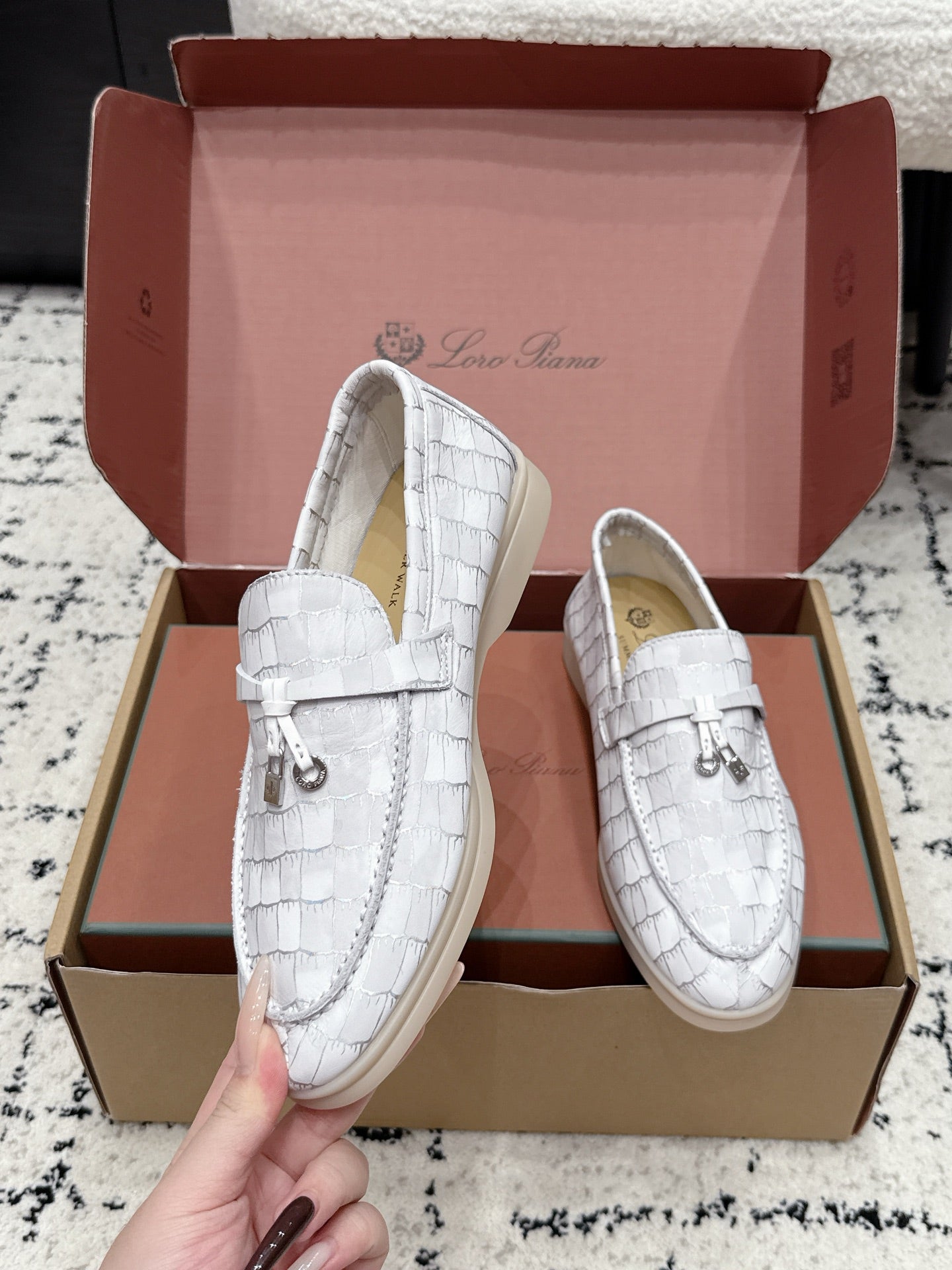 Loro Piana 2026 Crocodile Embossed Loafer Cowhide 923388