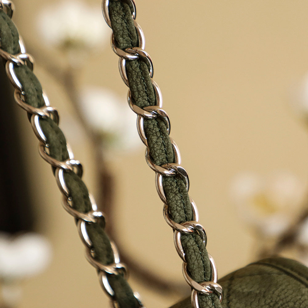 Chanel 25 Classic Single Flap Bag 35cm Green Leather 323478