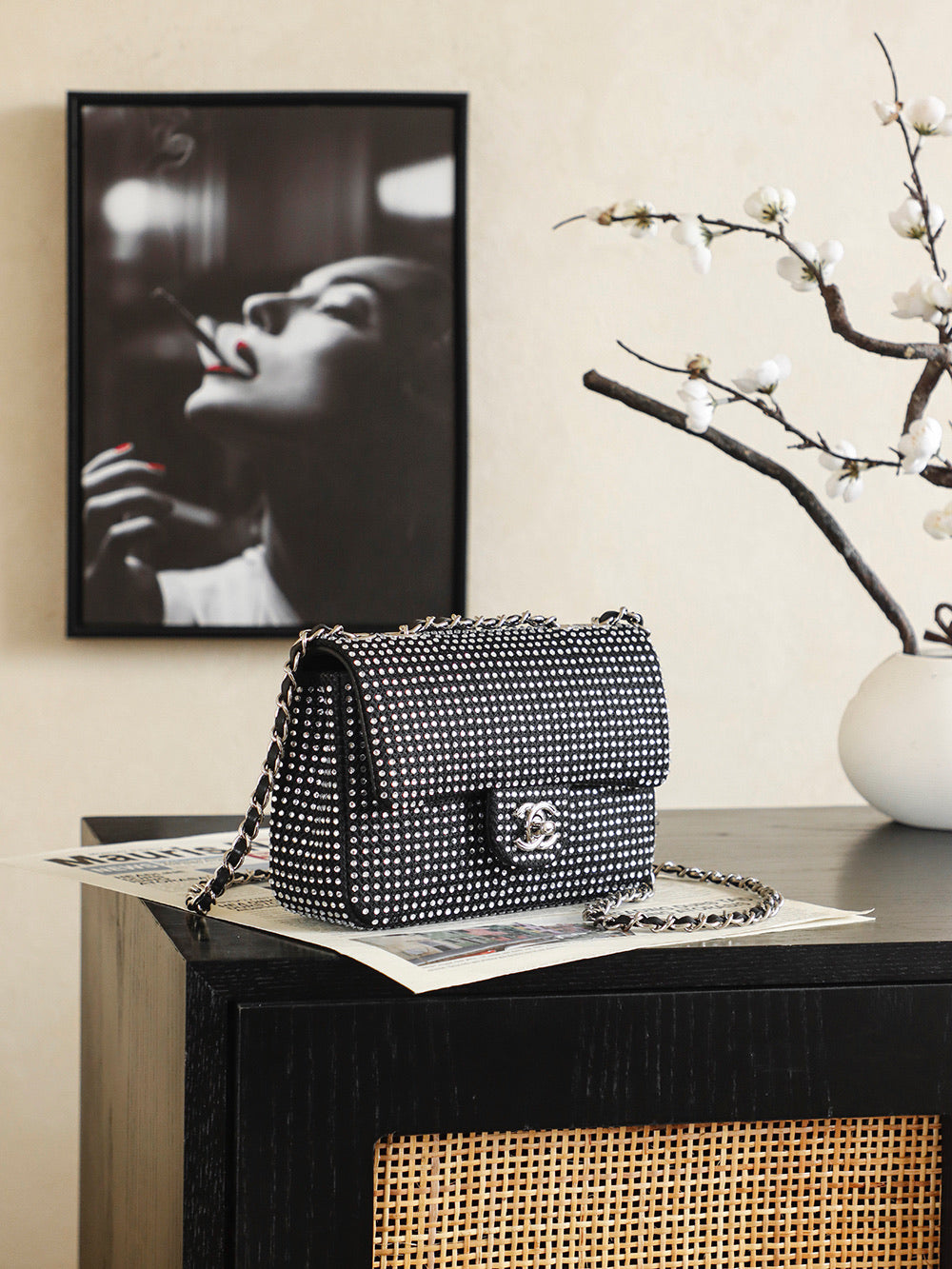 Chanel 2026 Classic Flap Bag 20cm With Sparkling Stones Leather