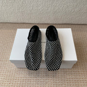 CL 25 Ballet Flats Black Silver Mesh Hot Diamond 345530