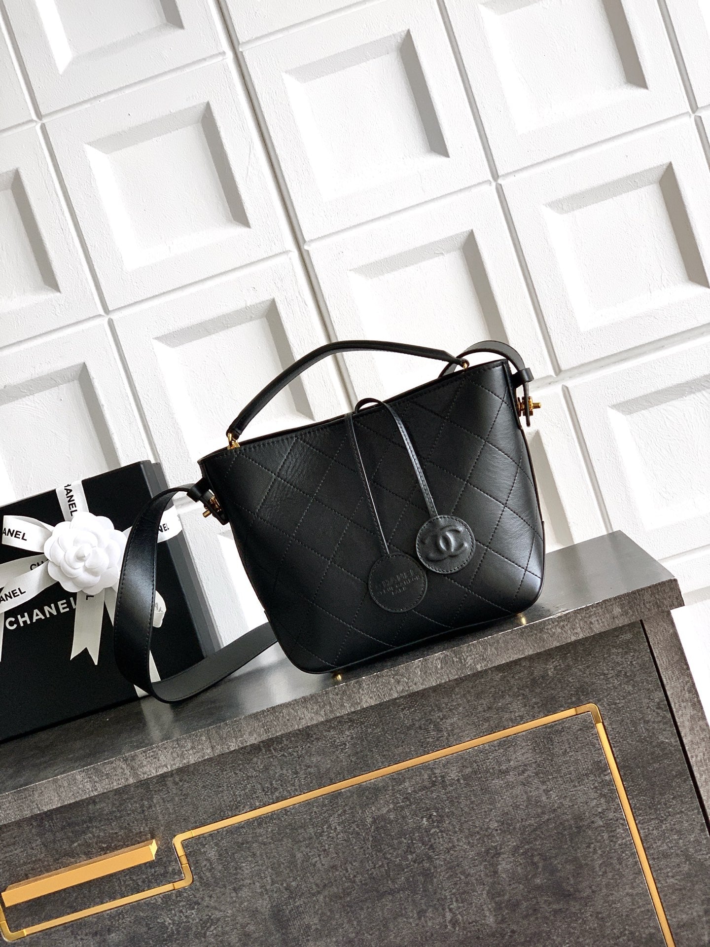 Chane 2026 Bucket Bag 20cm Suede Calfskin