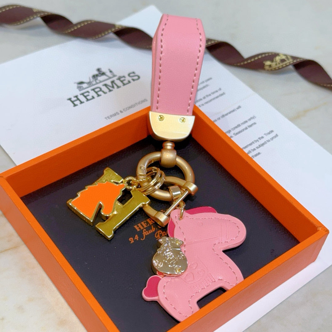 HM Rodeo Pegase Bag Charm Pink Lambskin