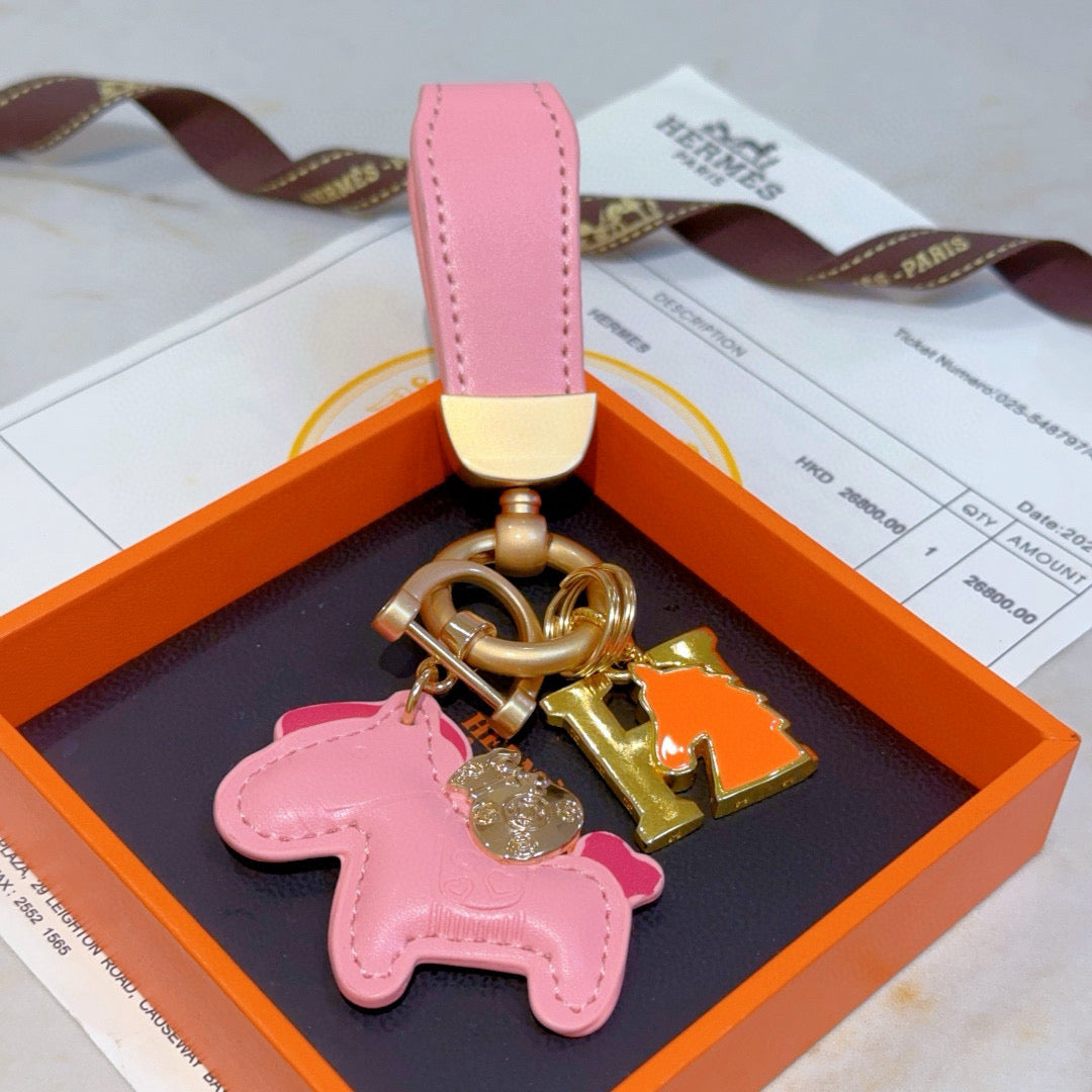 HM Rodeo Pegase Bag Charm Pink Lambskin