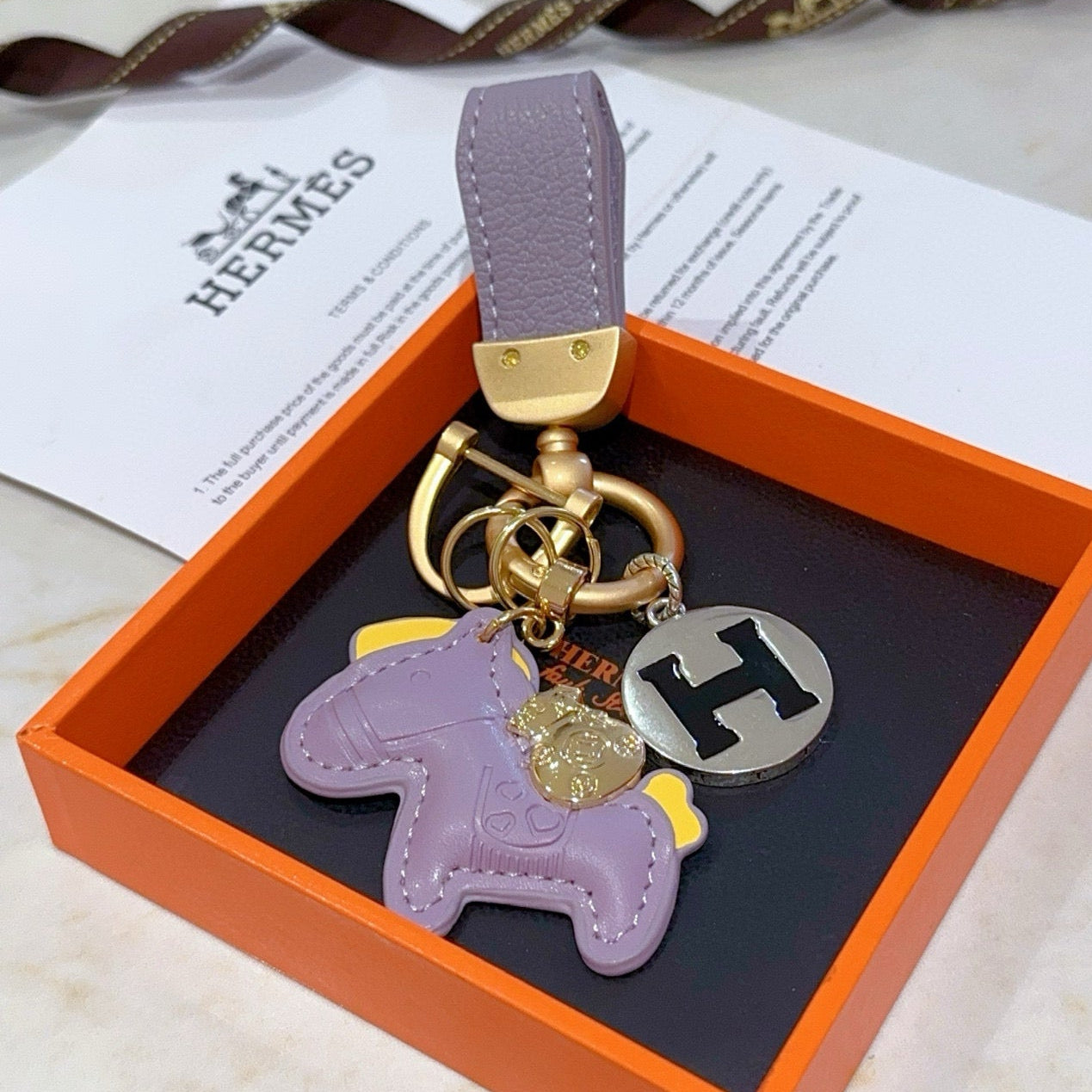 HM Rodeo Pegase Bag Charm Purple Lambskin