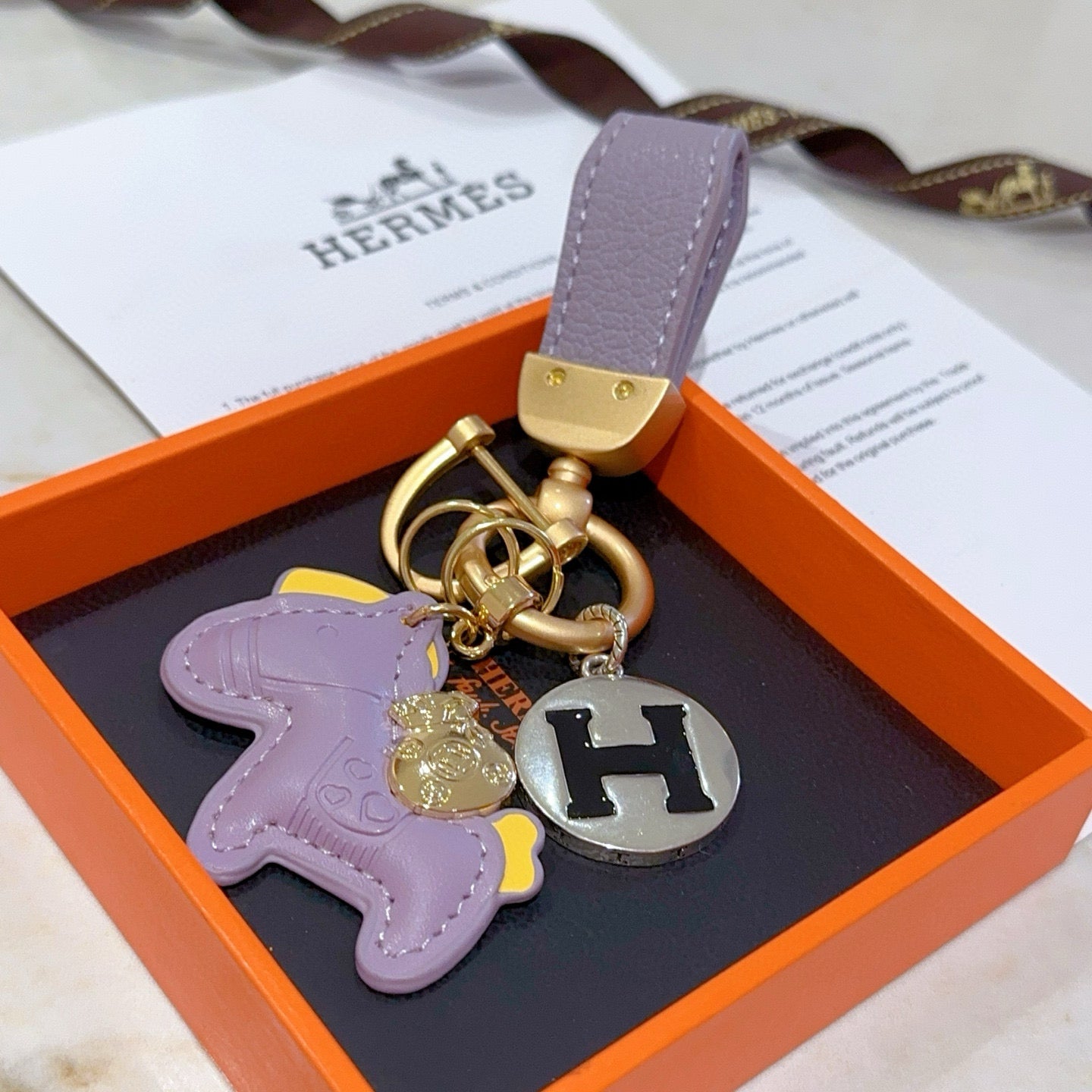 HM Rodeo Pegase Bag Charm Purple Lambskin