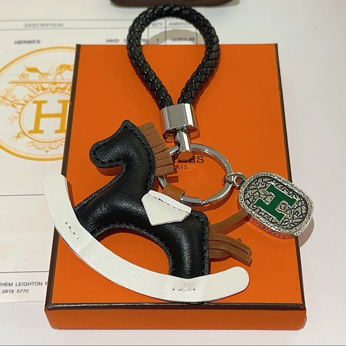 HM Rodeo Robeo Coeur PM Charm Black White mix Brown Lambskin