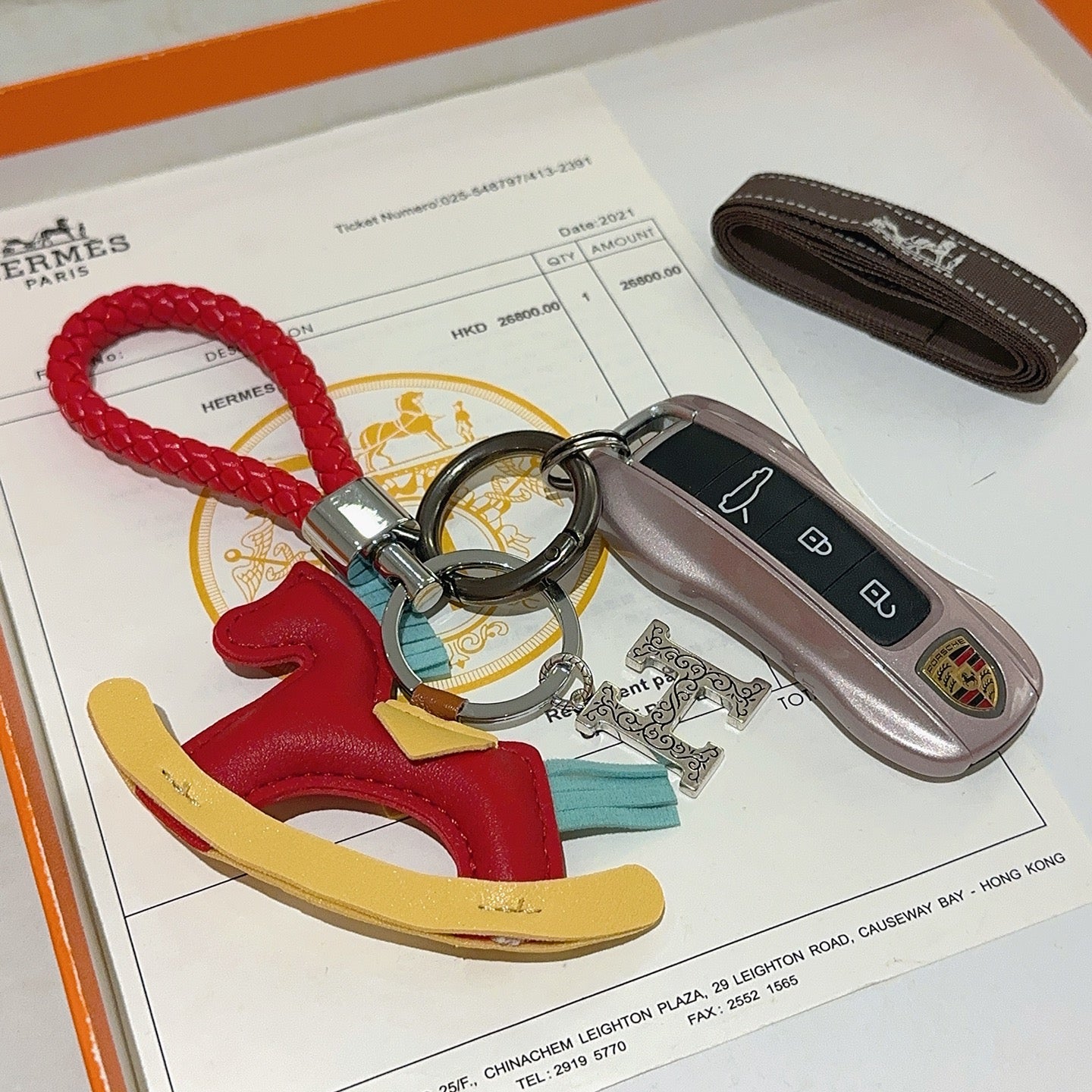 HM Rodeo Robeo Coeur PM Charm Red Yellow mix Blue Lambskin