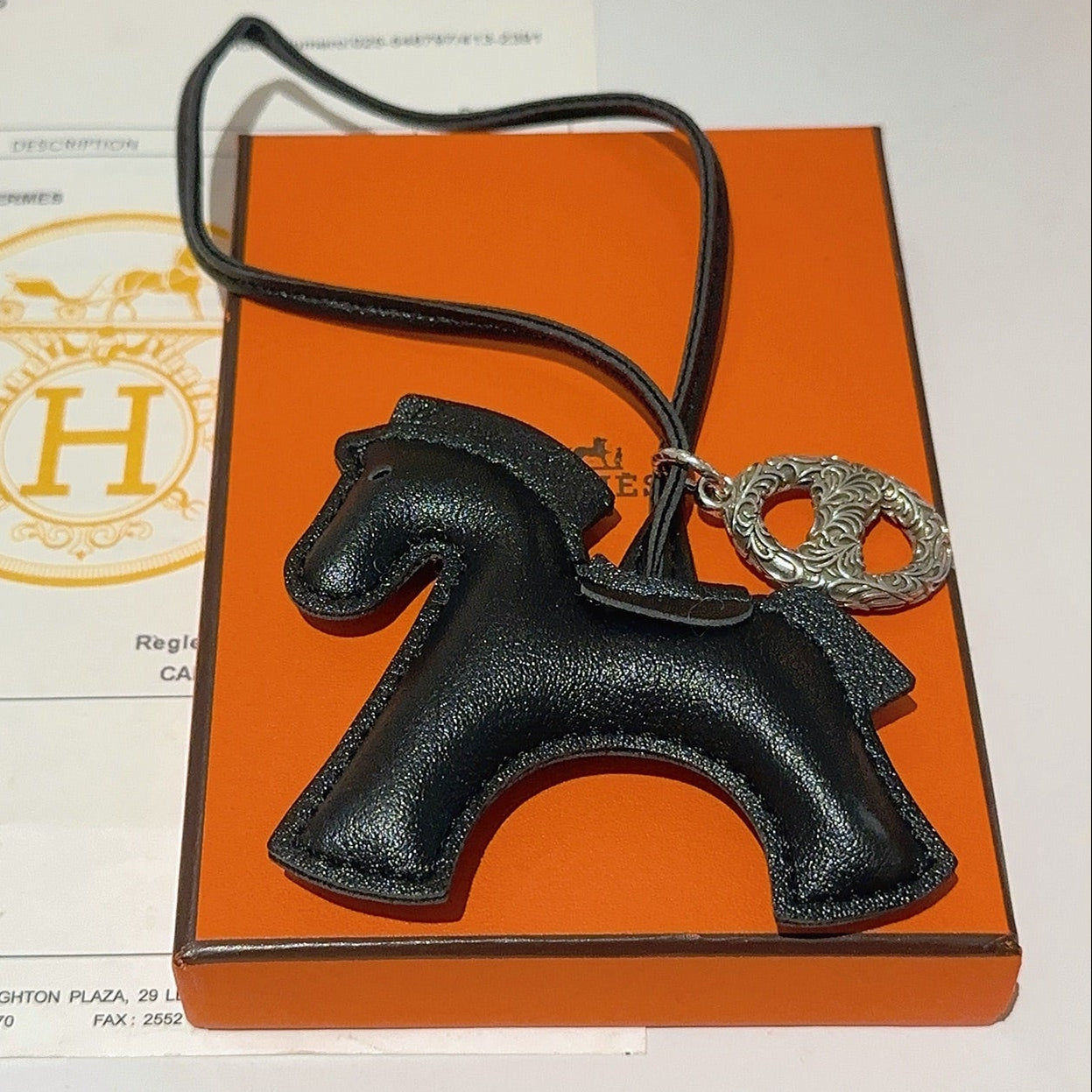 HM Rodeo Horse Bag Charm In Black Leather