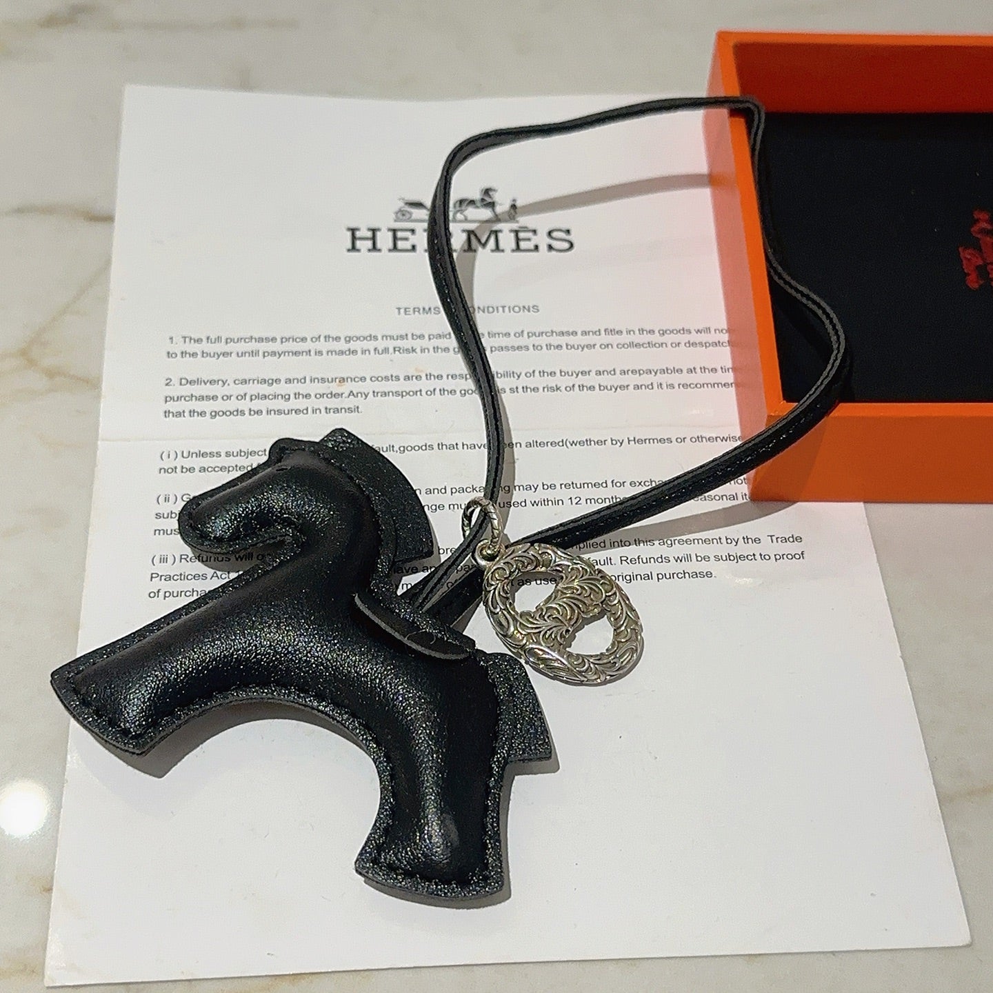 HM Rodeo Horse Bag Charm In Black Leather