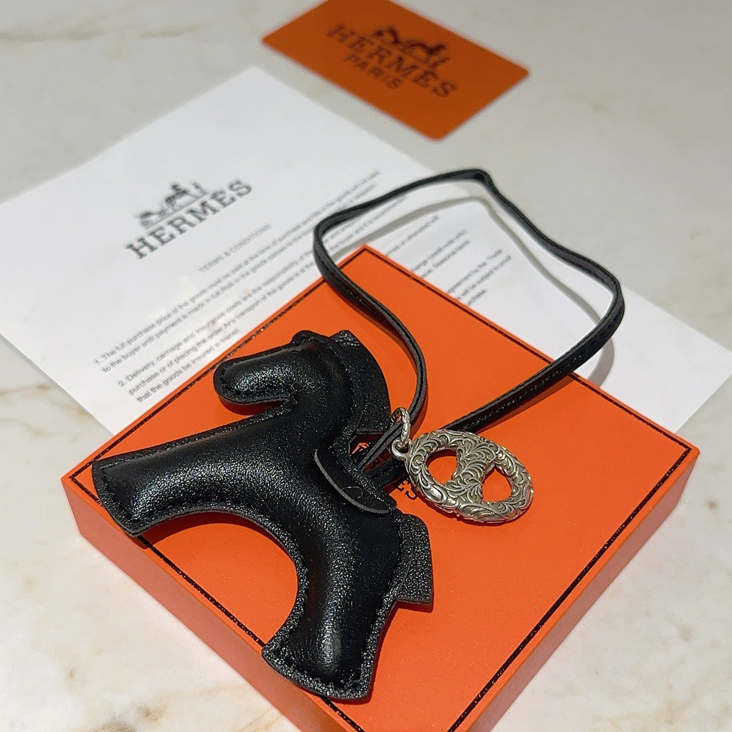 HM Rodeo Horse Bag Charm In Black Leather