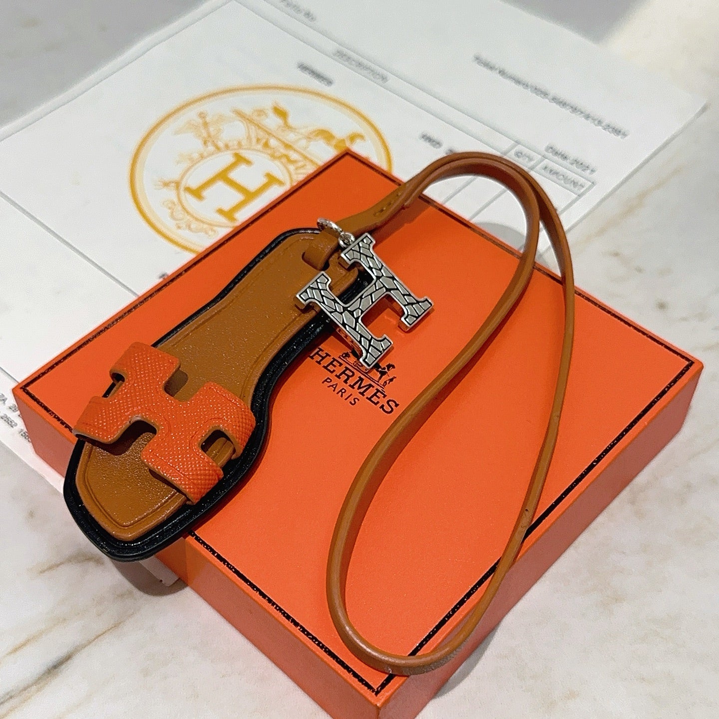 HM Oran Sandal Charm Brown mix Orange Lambskin