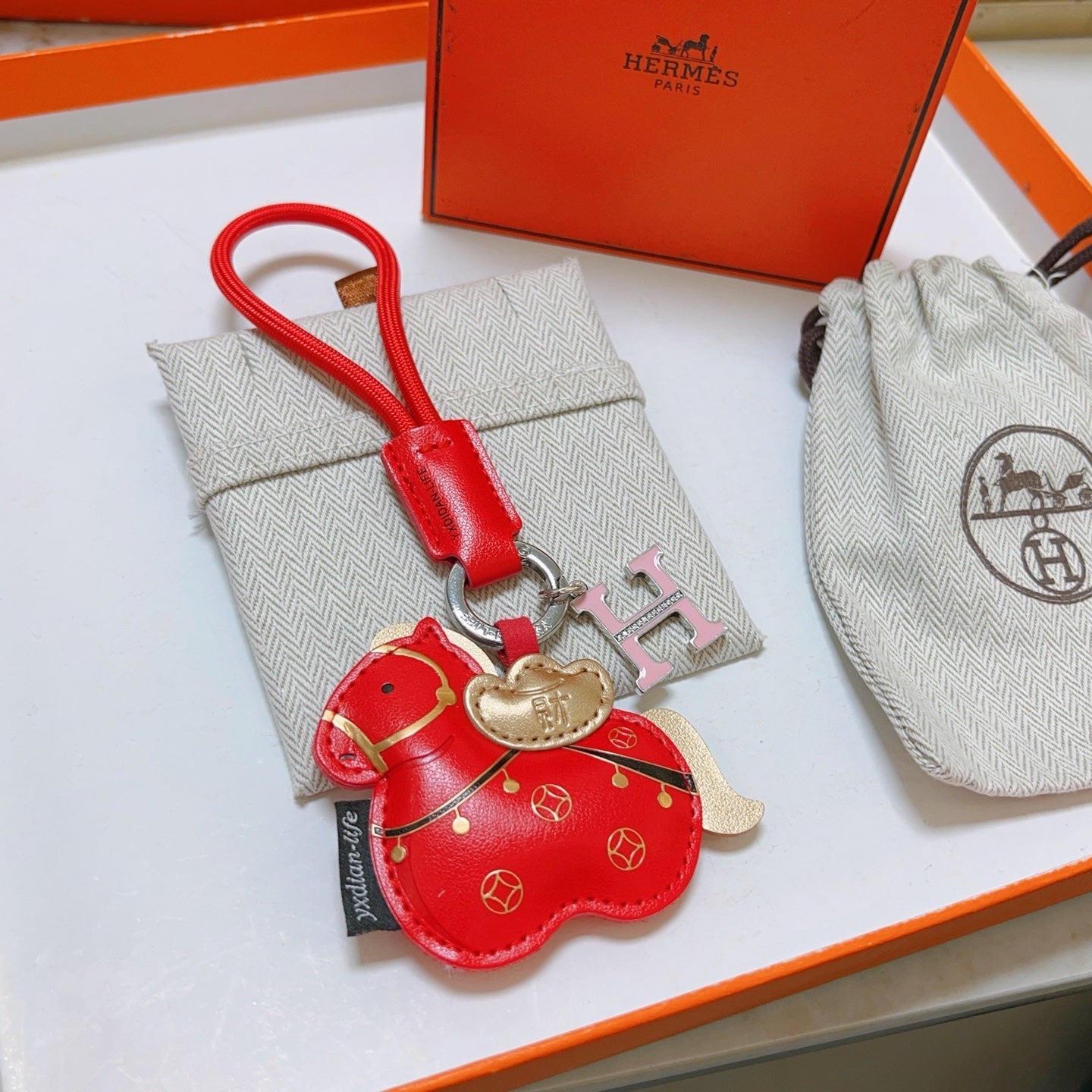 HM Red Horse Charm With An H-shaped Keyring