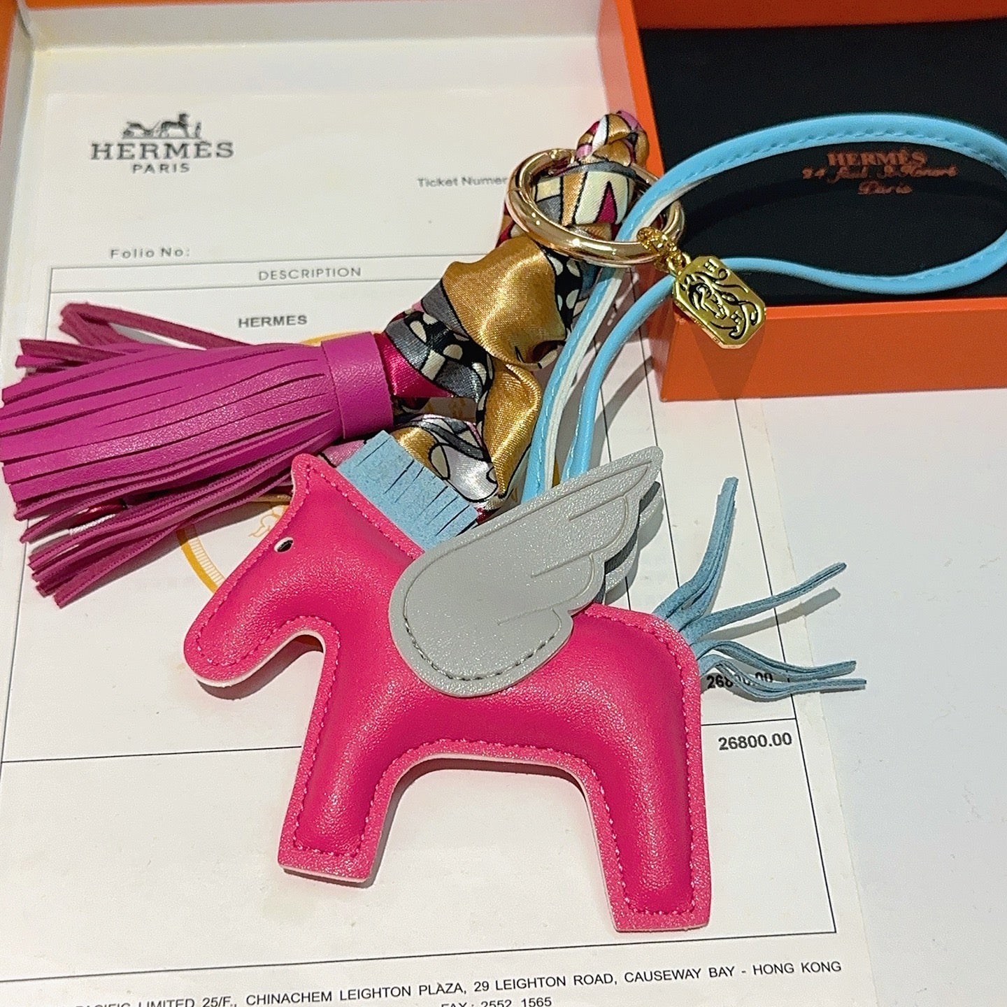 HM Pink Lambskin Rodeo Pegase PM Charm