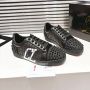 CL 25 Stud Print Sneaker Black Fabric Leather 323161