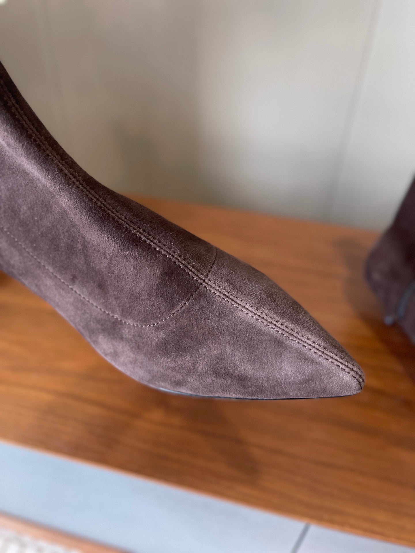 The Row 2025 Heel Ankle Boot Dark Brown Suede 561610