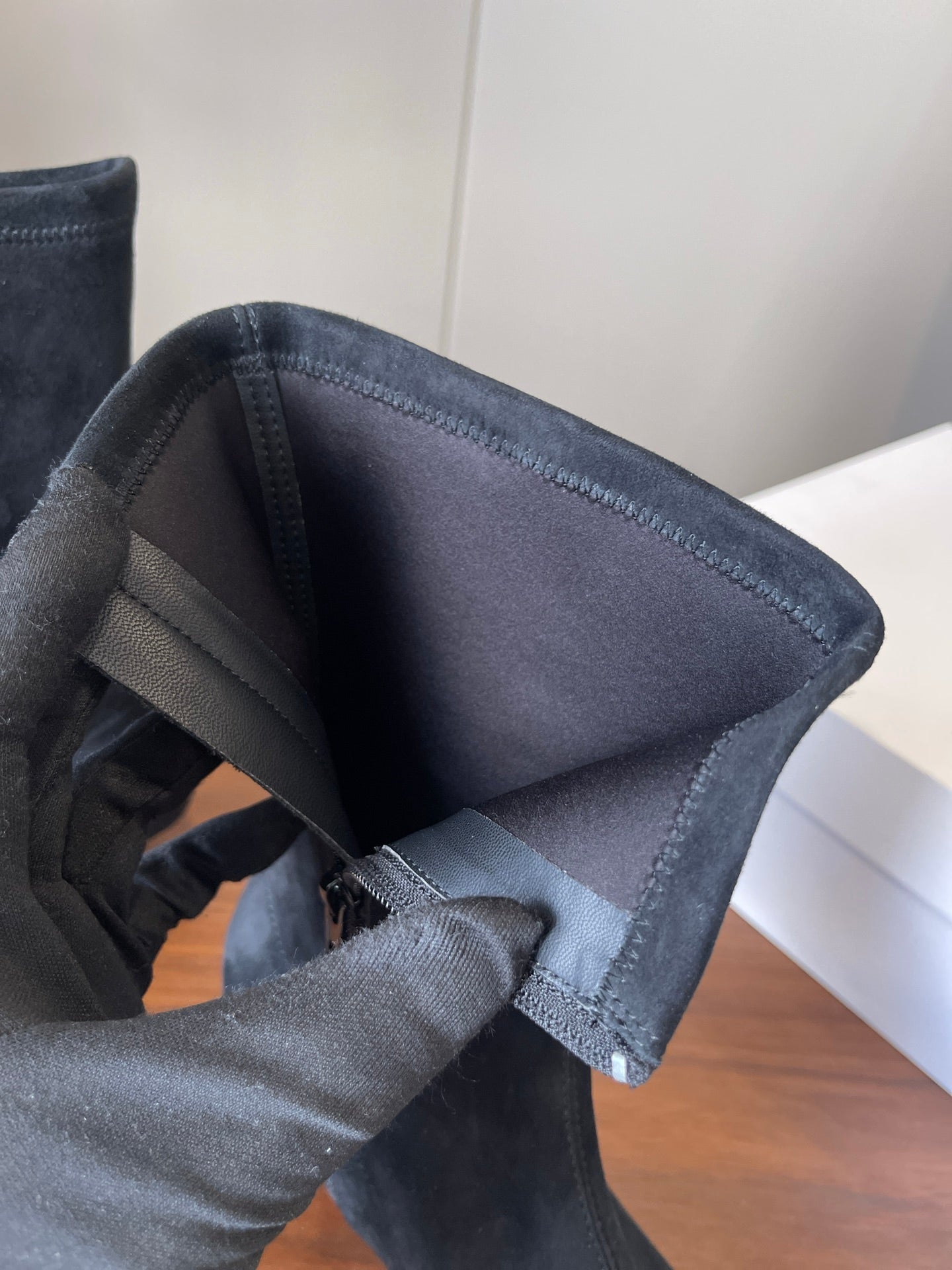 The Row 2025 Heel Ankle Boot Black Suede 561609