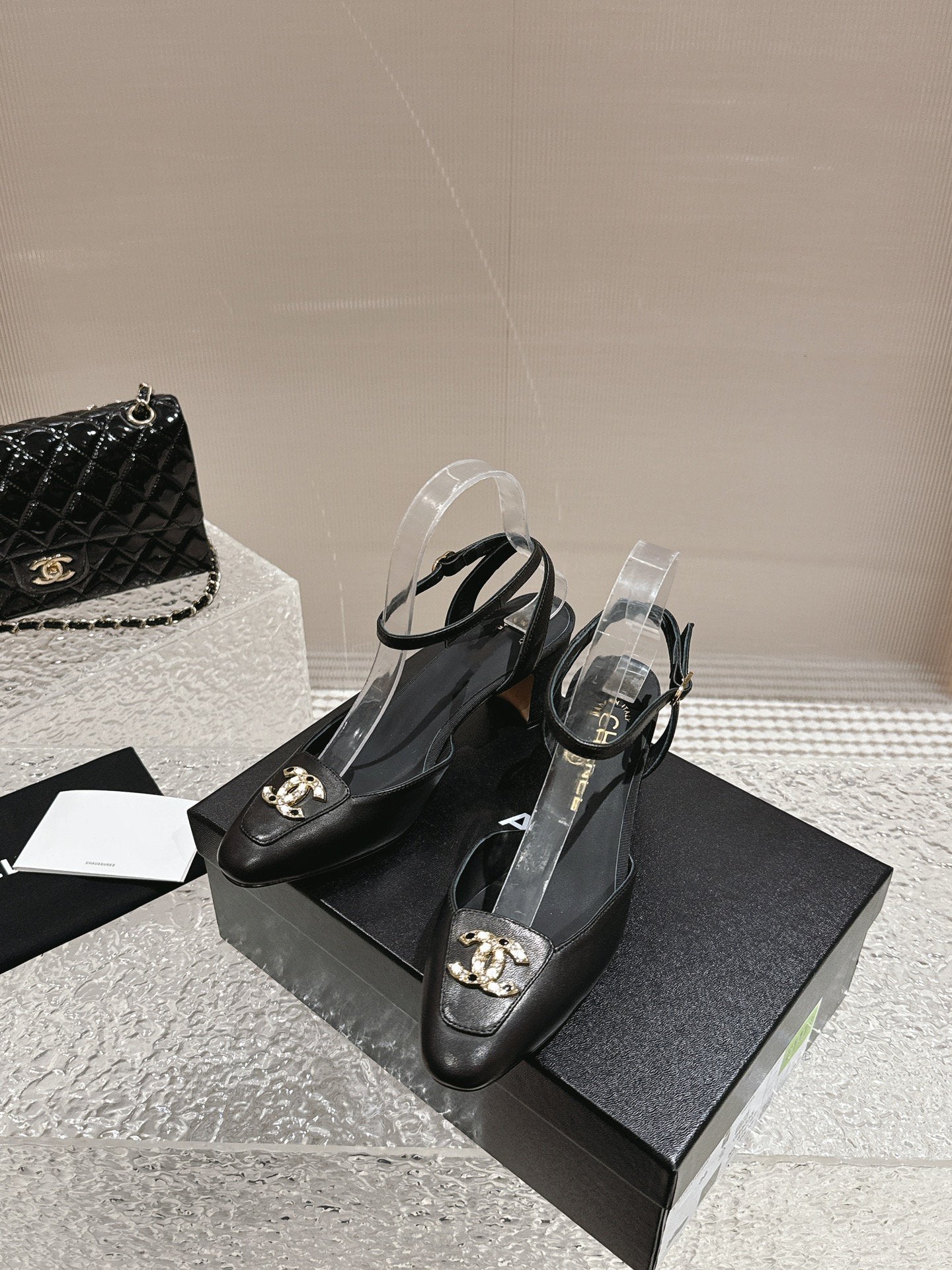 slingbacks 60 black lambskin cc logo