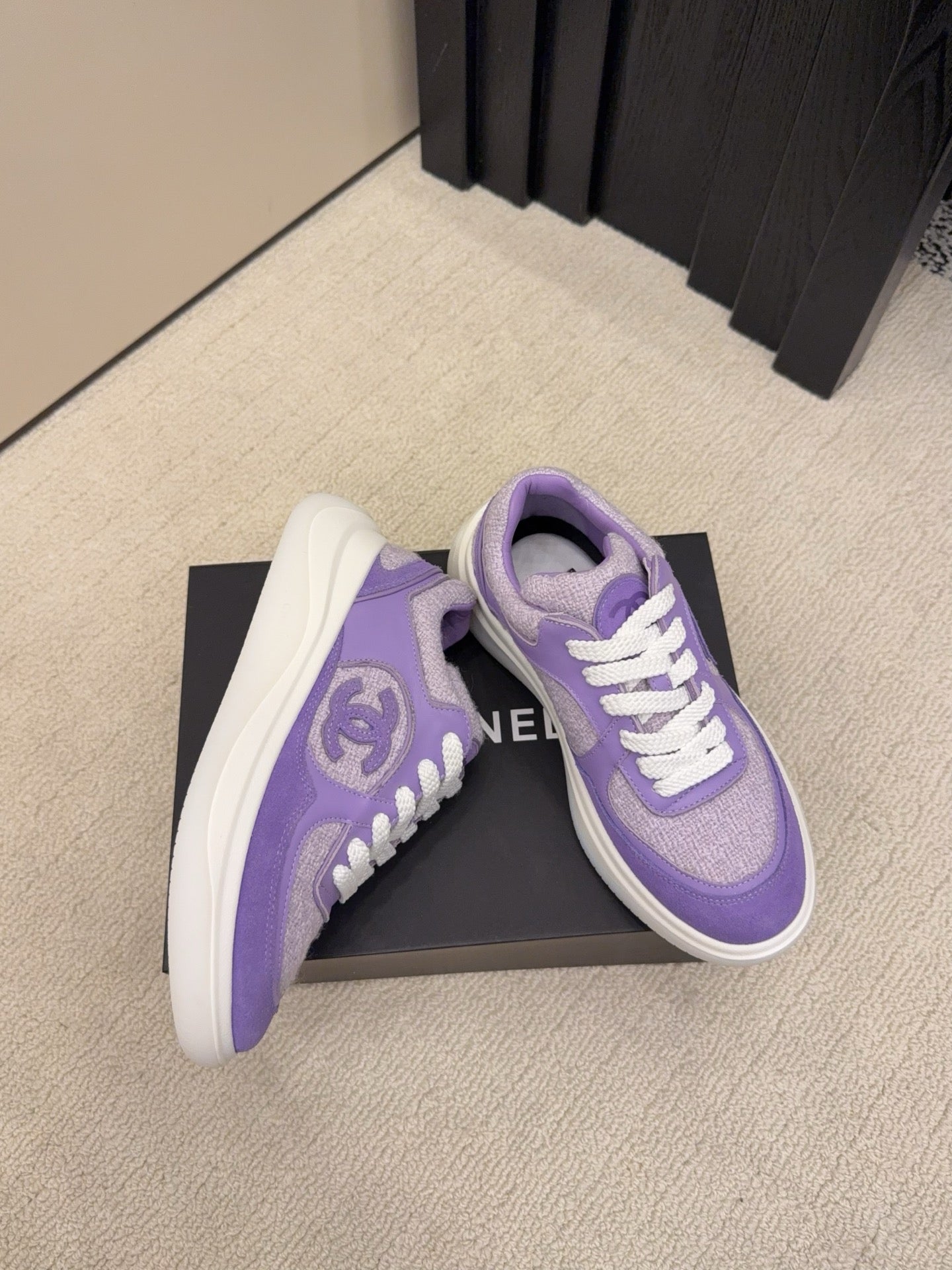 CC 26 Sneaker Purple mix White Tweed Fabric and Suede 589083