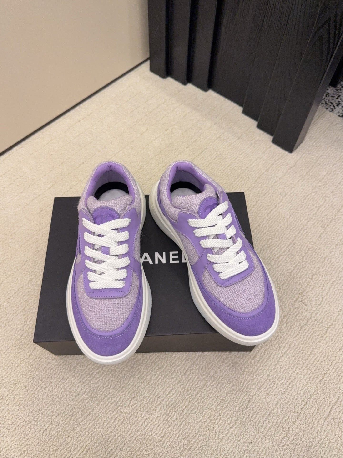 CC 26 Sneaker Purple mix White Tweed Fabric and Suede 589083