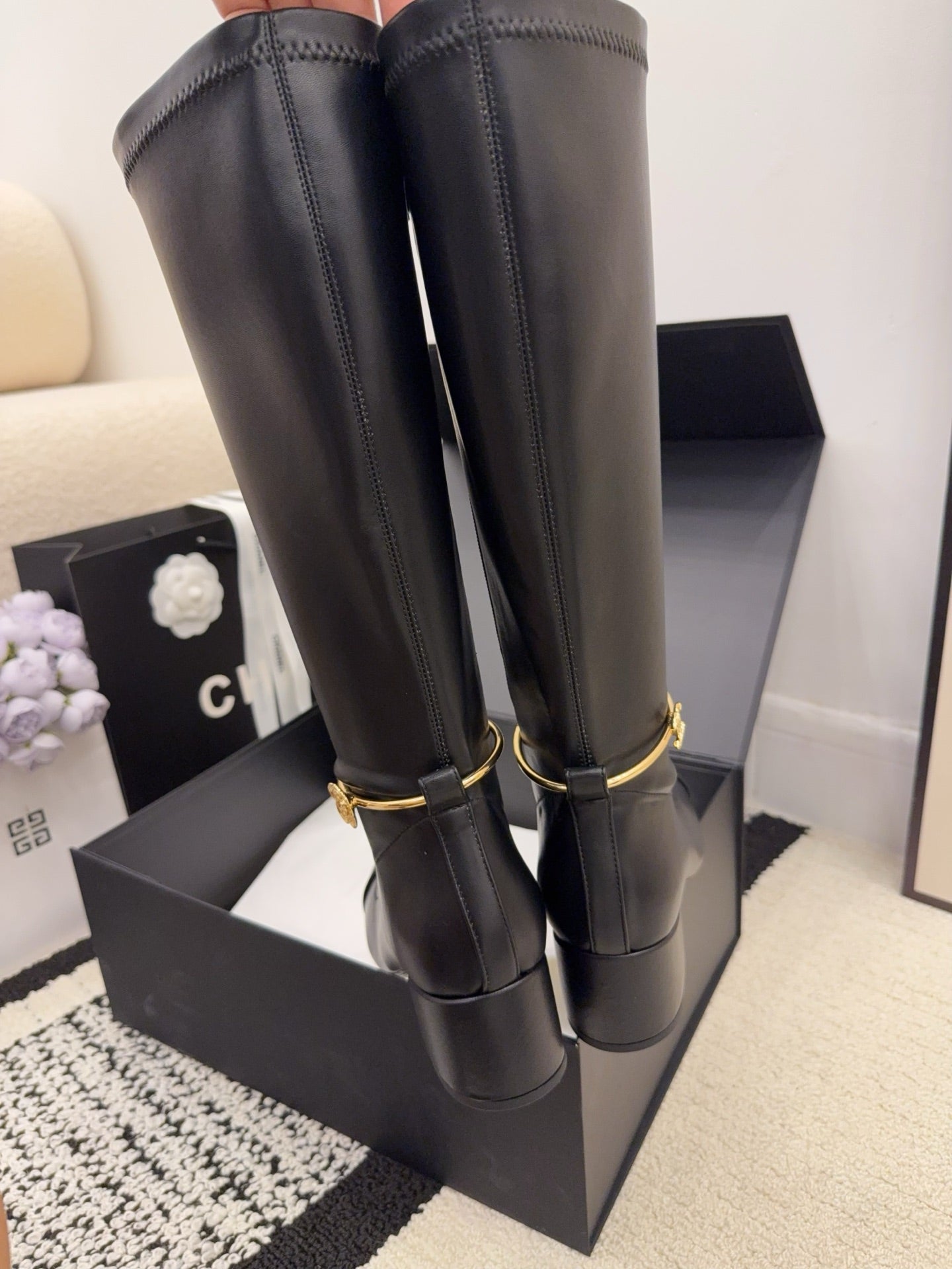 CC 26 Boot With Gold-tone Ankle Chain Black Lambskin 588822