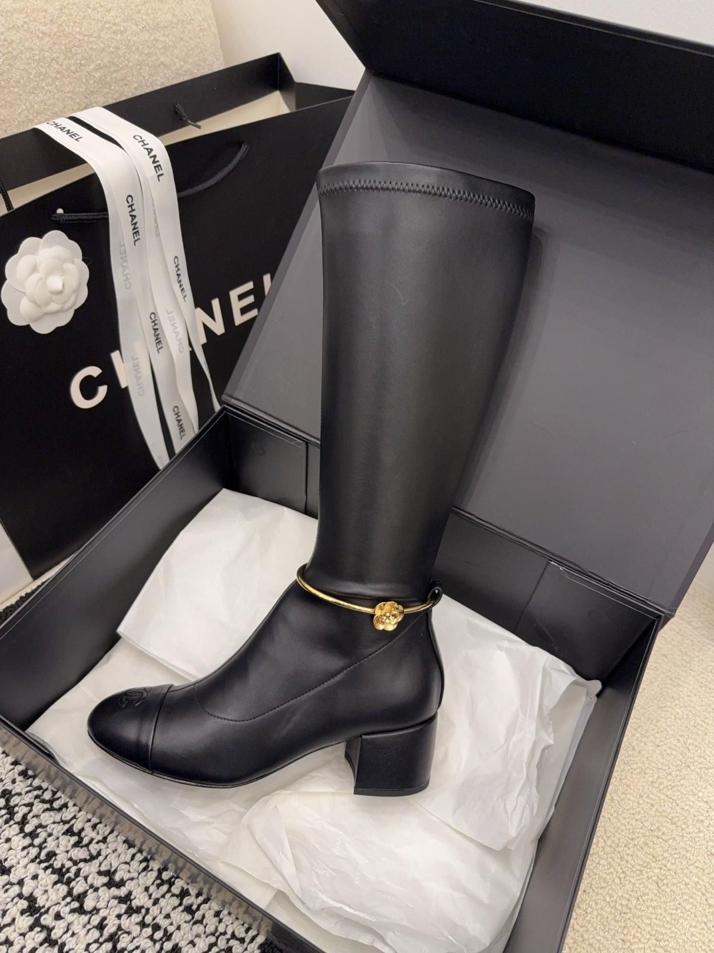 CC 26 Boot With Gold-tone Ankle Chain Black Lambskin 588822