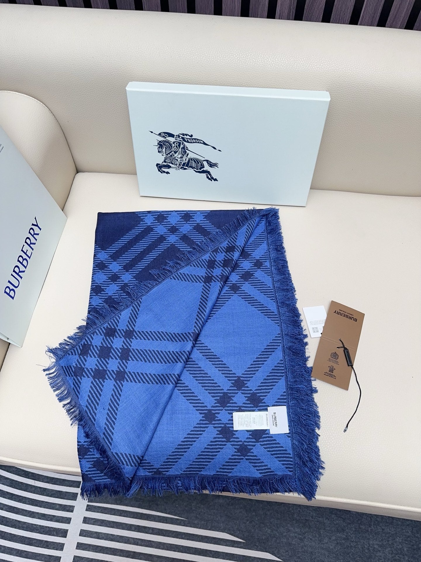 BBR Double-Sided Scarf 190CM Dark Blue Cashmere 293314