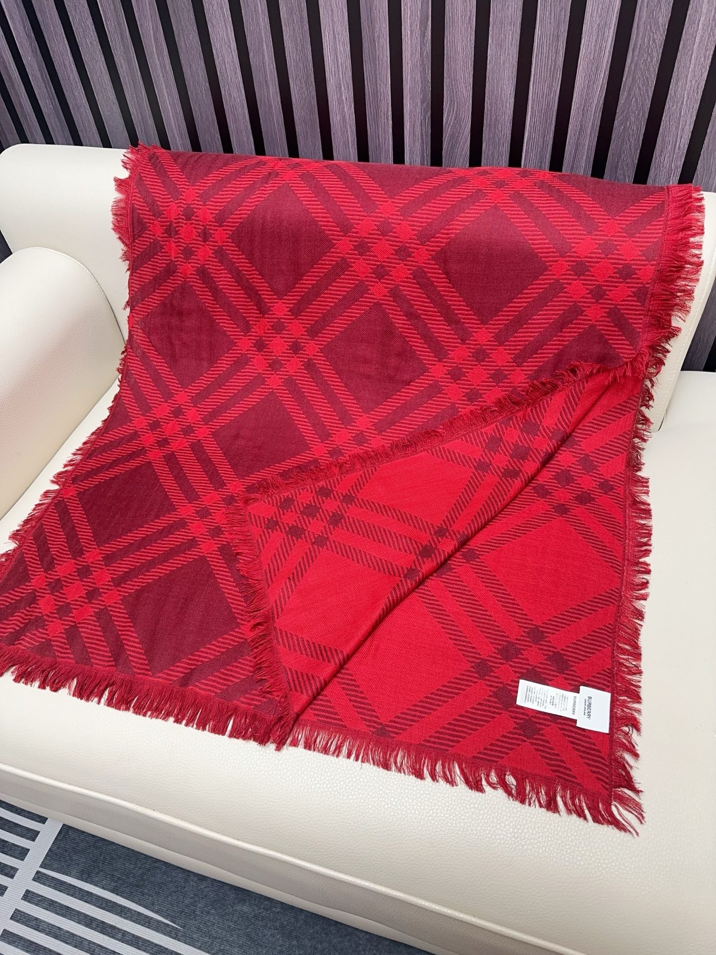 BBR Double-Sided Scarf 190CM Red Cashmere 293316