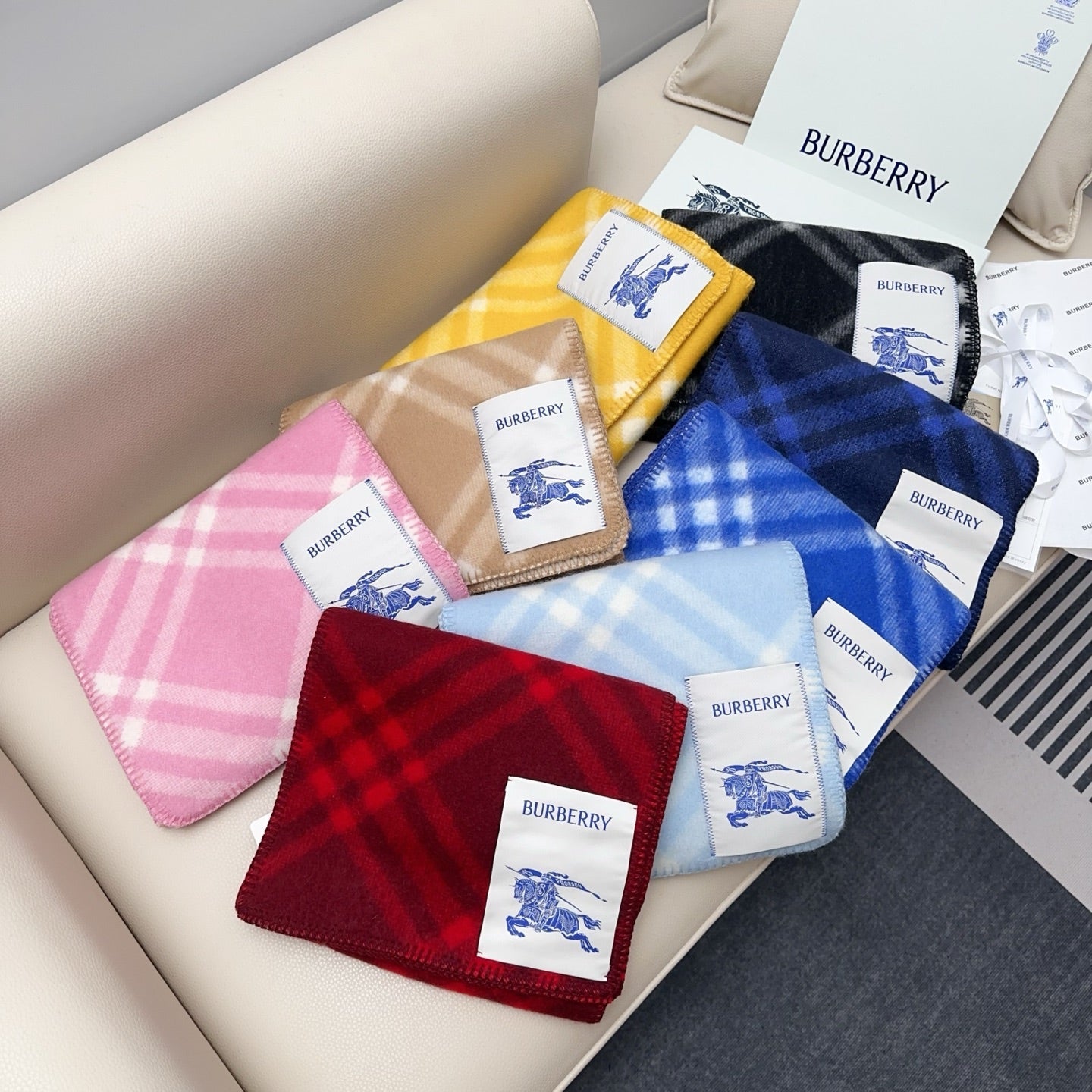 BBR Double-Sided Scarf 182CM Light Blue Cashmere 293322