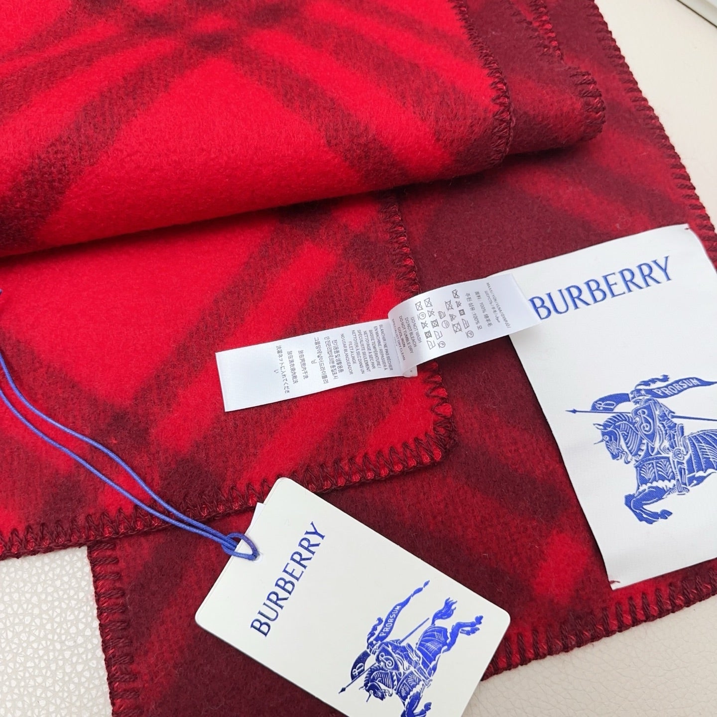 BBR Double-Sided Scarf 182CM Red Cashmere 293323