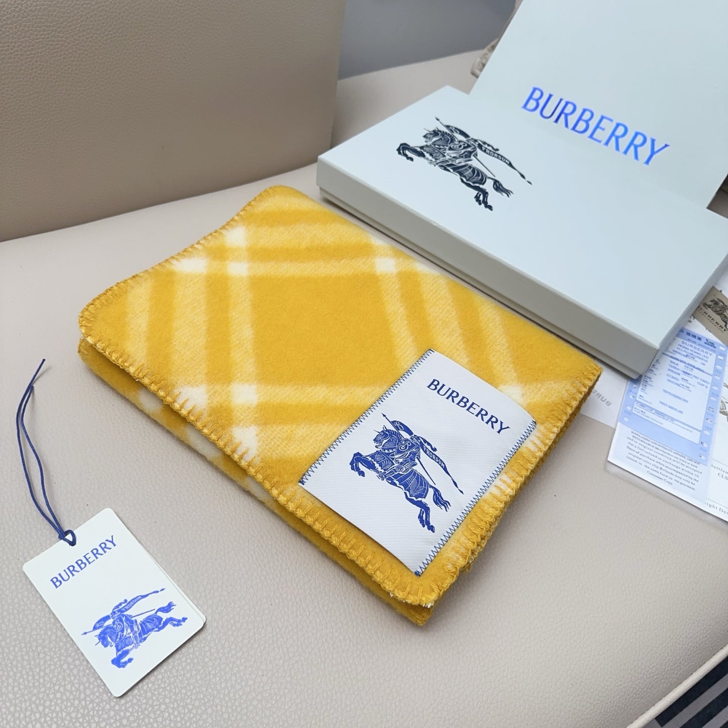 BBR Double-Sided Scarf 182CM Yellow Cashmere 293326