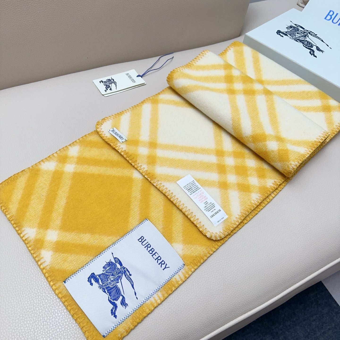 BBR Double-Sided Scarf 182CM Yellow Cashmere 293326