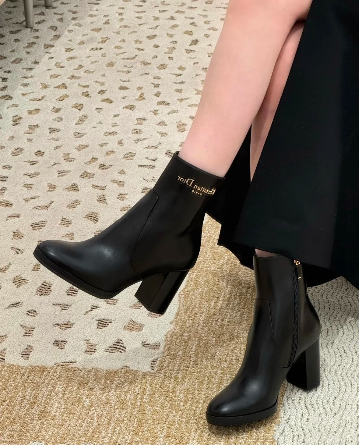 Dior 2026 D-Town Heeled Ankle Boots 80mm Leather 939033