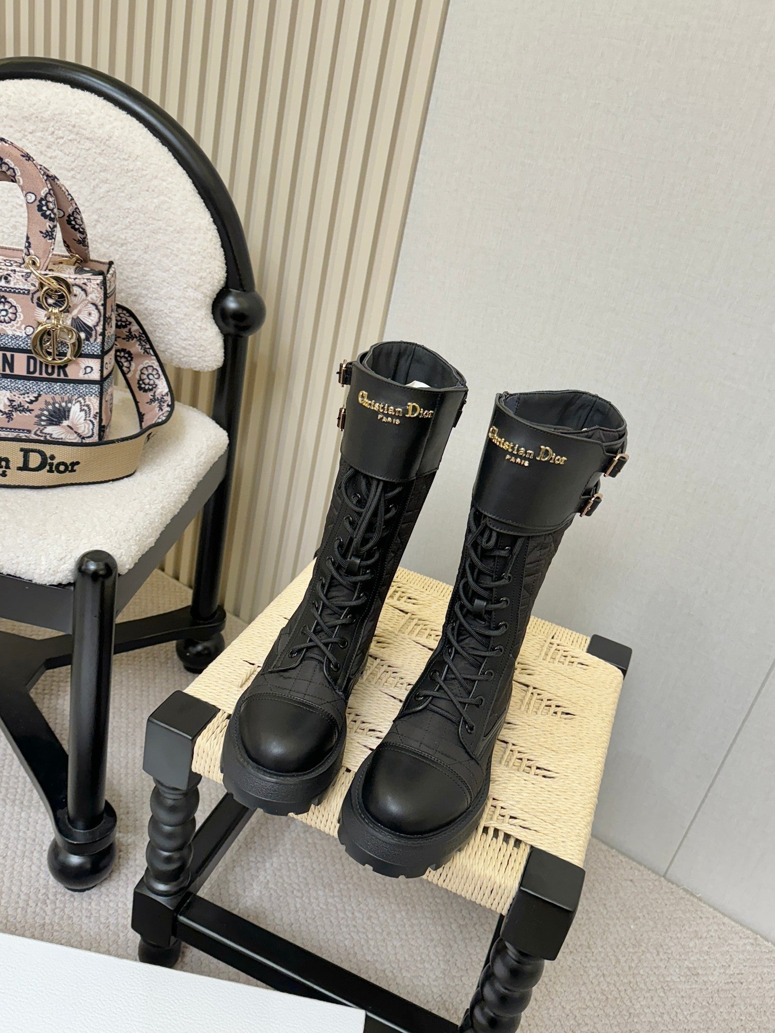 Dior 2026  D-Trap Boots Black Canvas Calfskin 939036