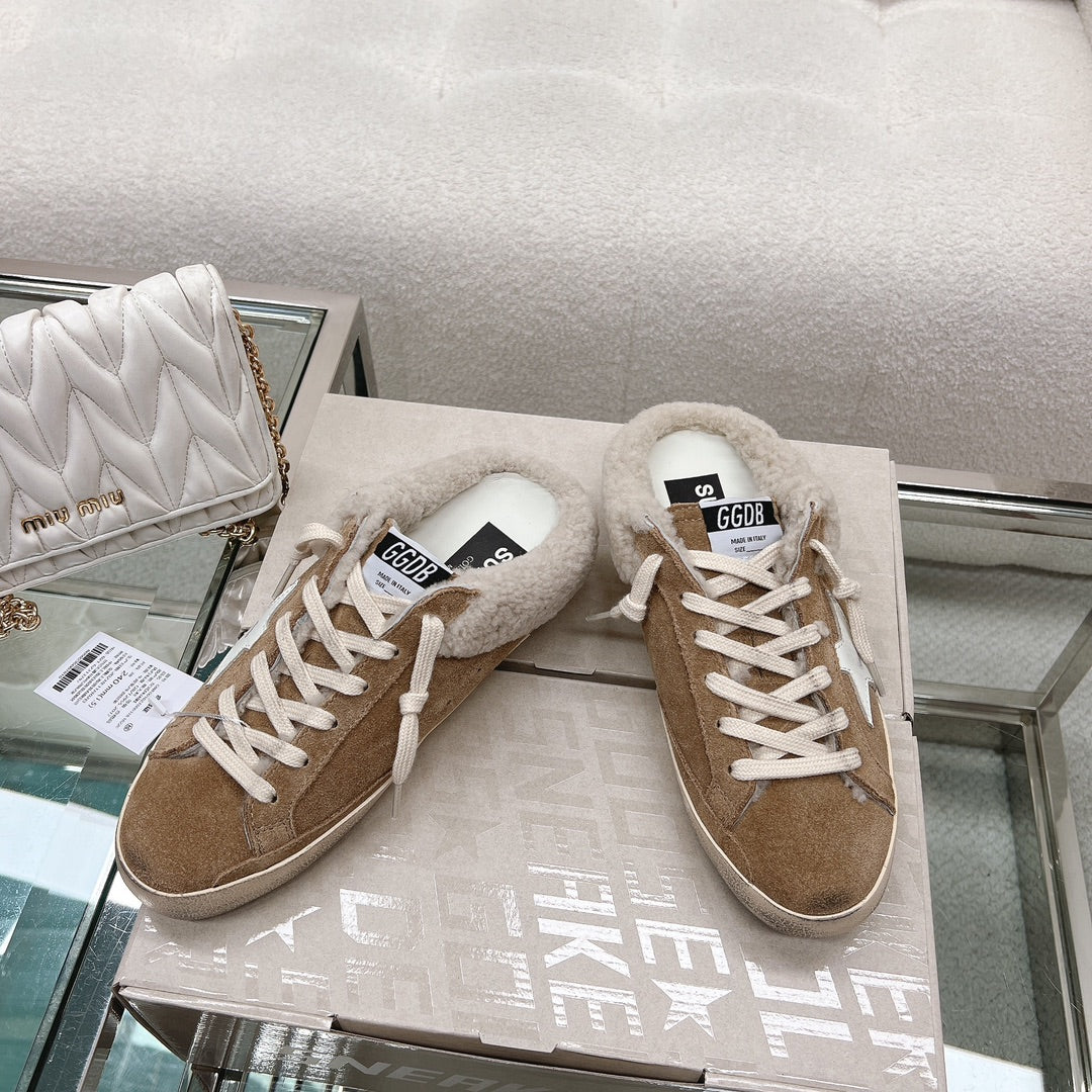 Golden Goose 2025 Space-Star Sabot Mule Sneaker Brown Suede Wool 119148