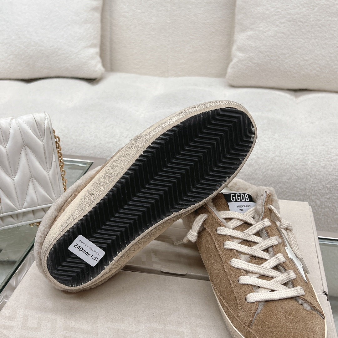 Golden Goose 2025 Space-Star Sabot Mule Sneaker Brown Suede Wool 119148