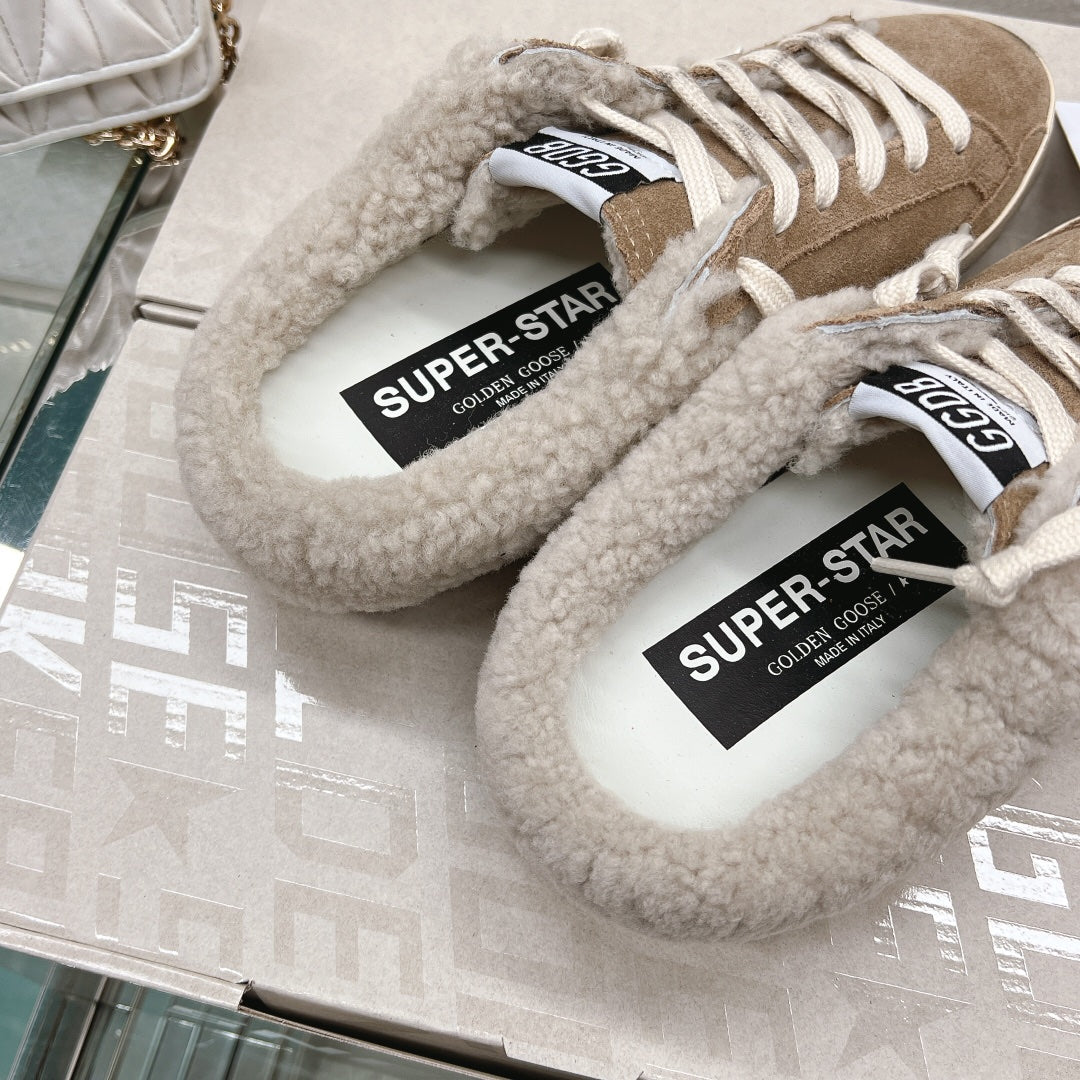 Golden Goose 2025 Space-Star Sabot Mule Sneaker Brown Suede Wool 119148