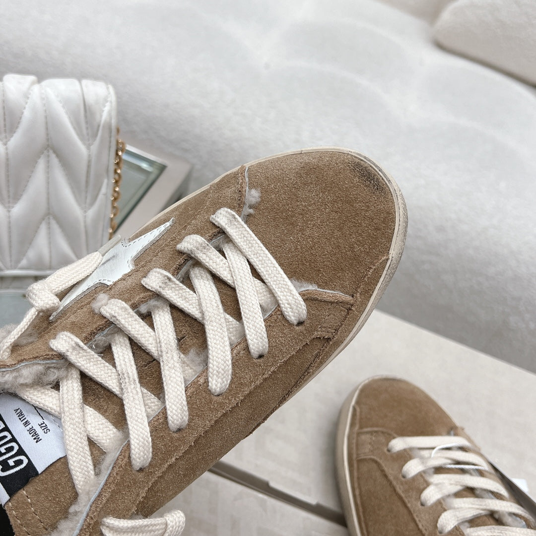 Golden Goose 2025 Space-Star Sabot Mule Sneaker Brown Suede Wool 119148