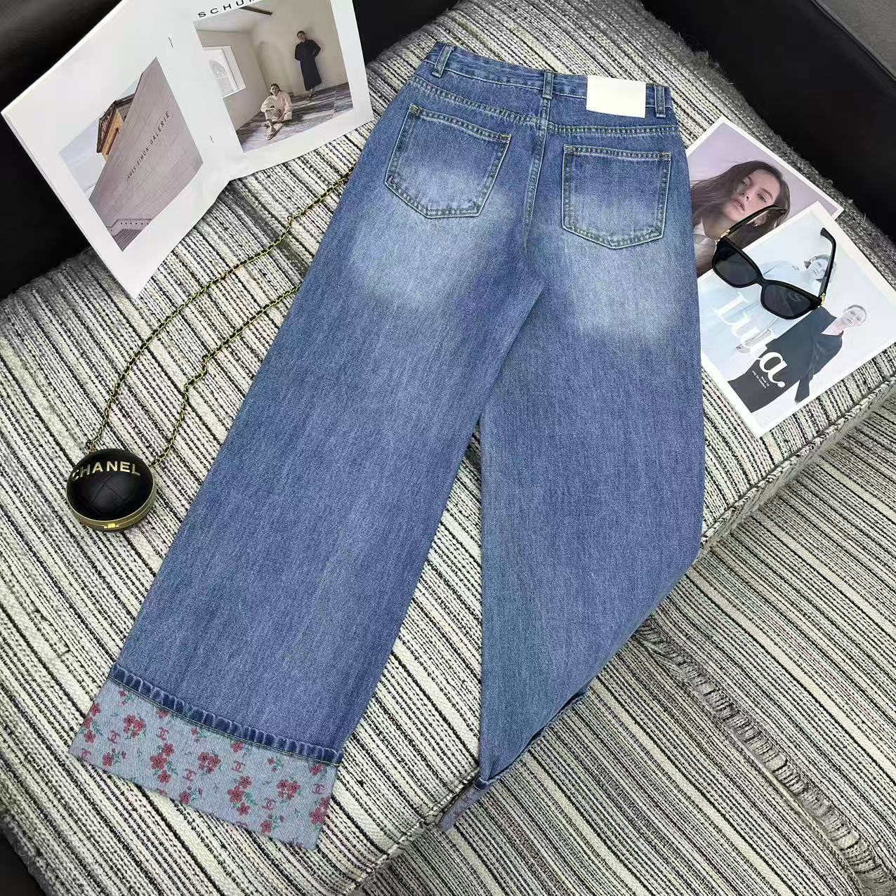 Chanel 2026 Jean With Floral Embroidered Pattern Blue Cotton 358658