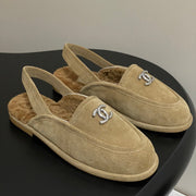 CC 25A Slingback Loafer Beige Sherpa Suede