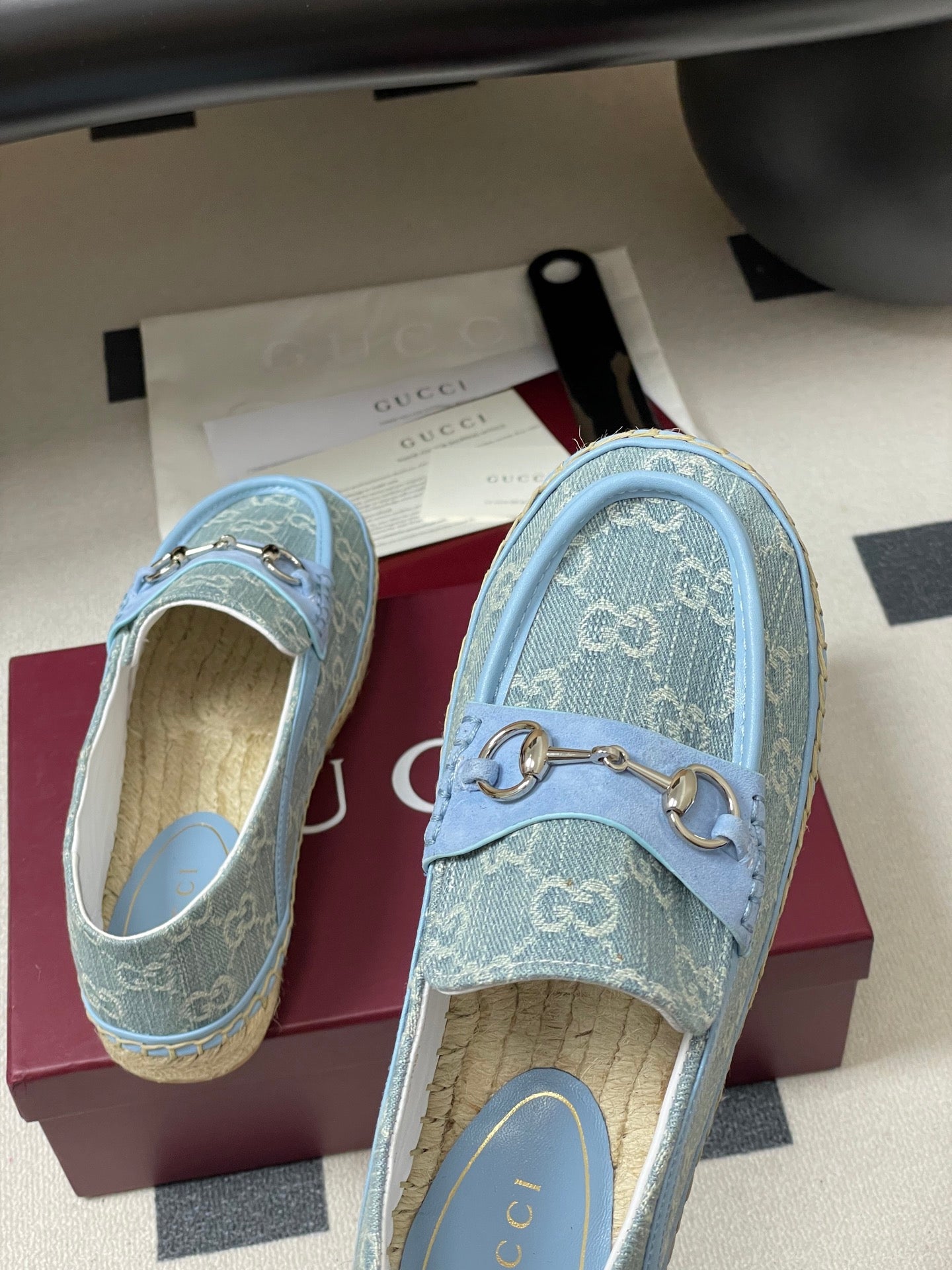 GG 26ss Slip-on Loafers Light Blue Denim 593494