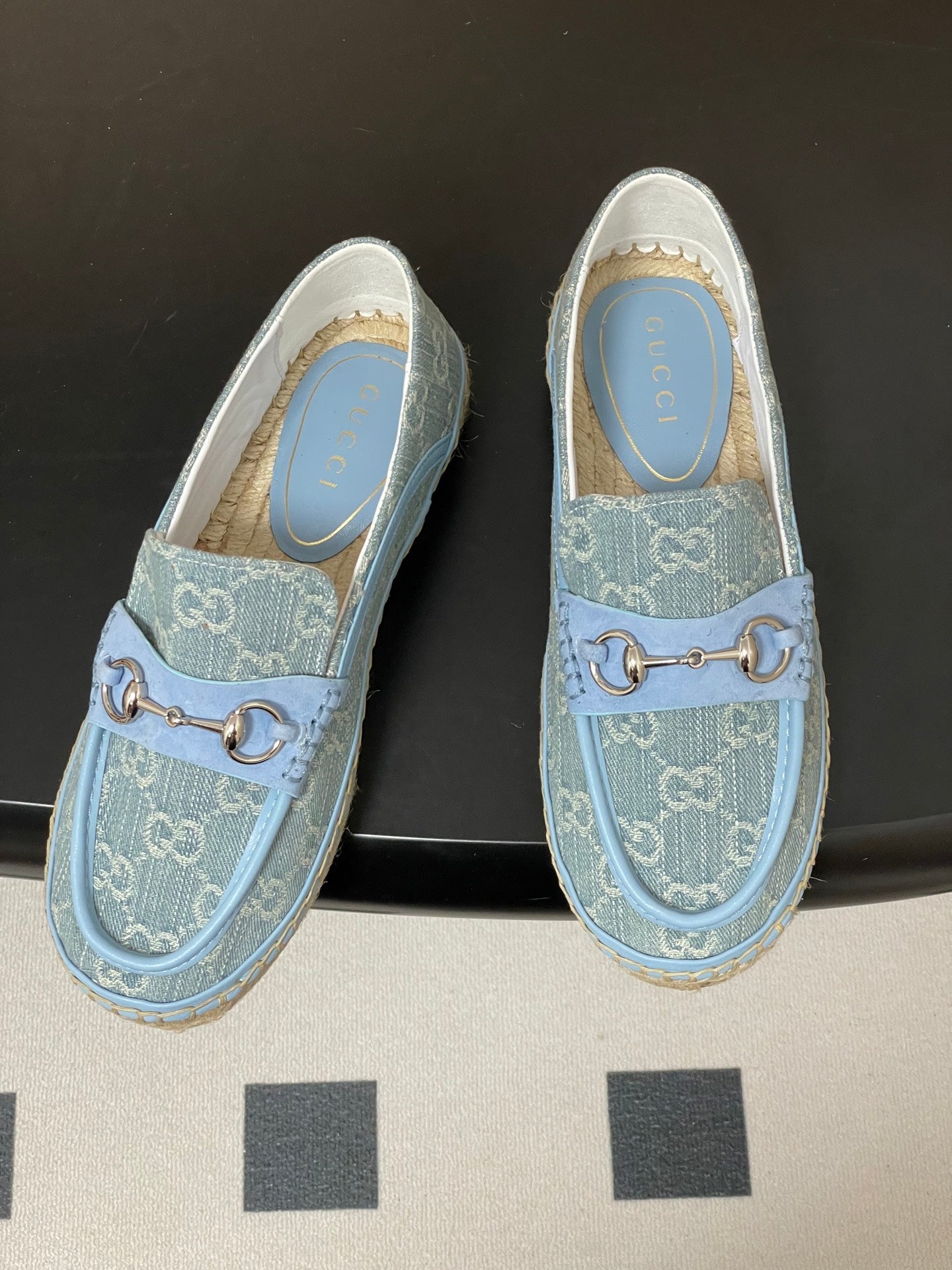 GG 26ss Slip-on Loafers Light Blue Denim 593494
