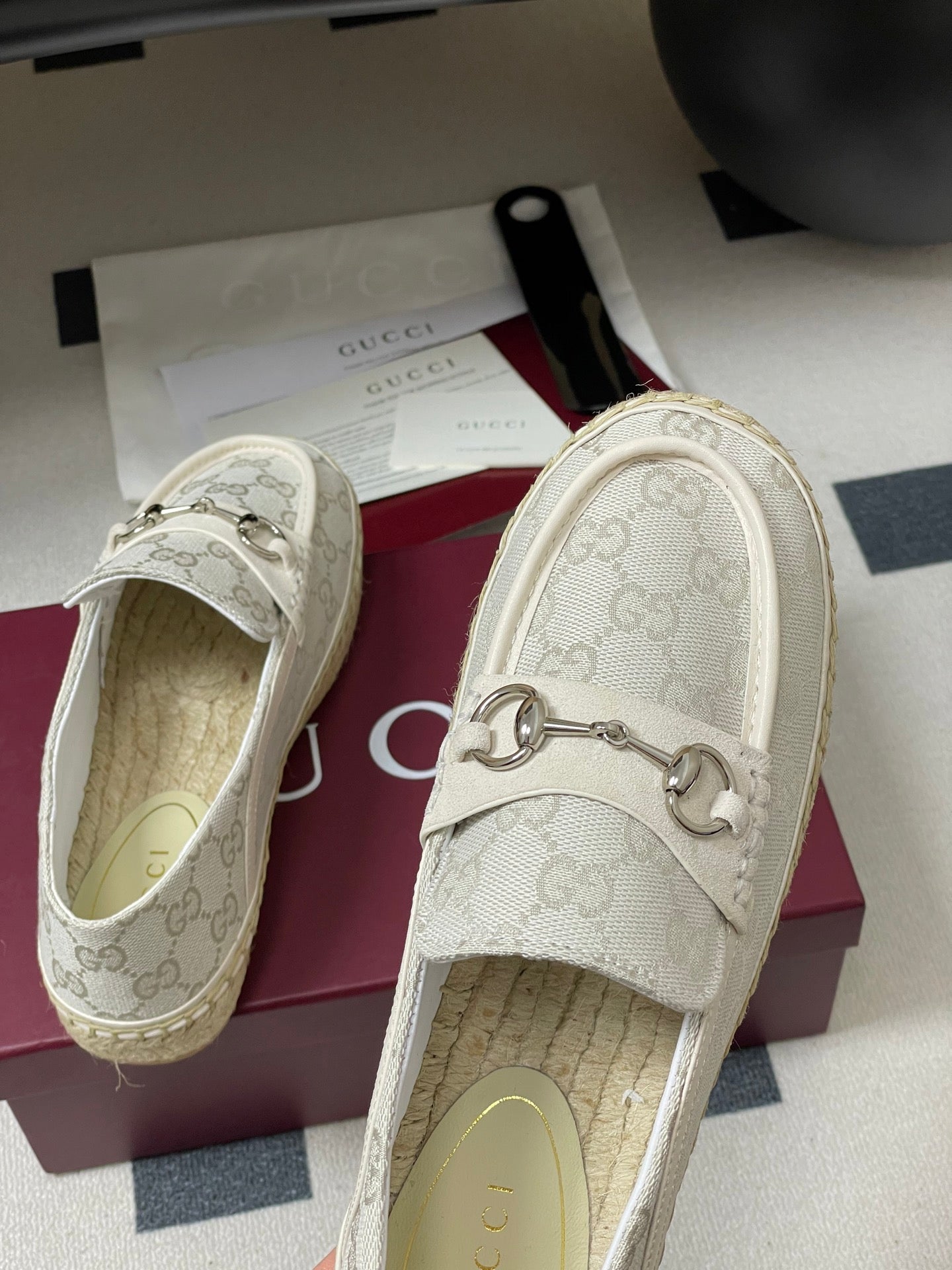 GG 26ss Slip-on Loafers Ivory Denim 593495