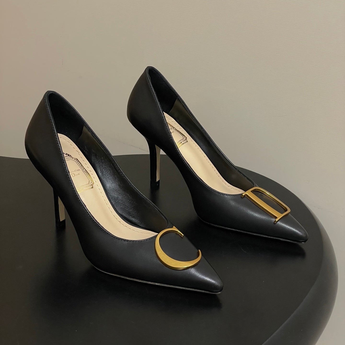 CD 26 High-Heeled 85 Pumps Black Cowhide 593593