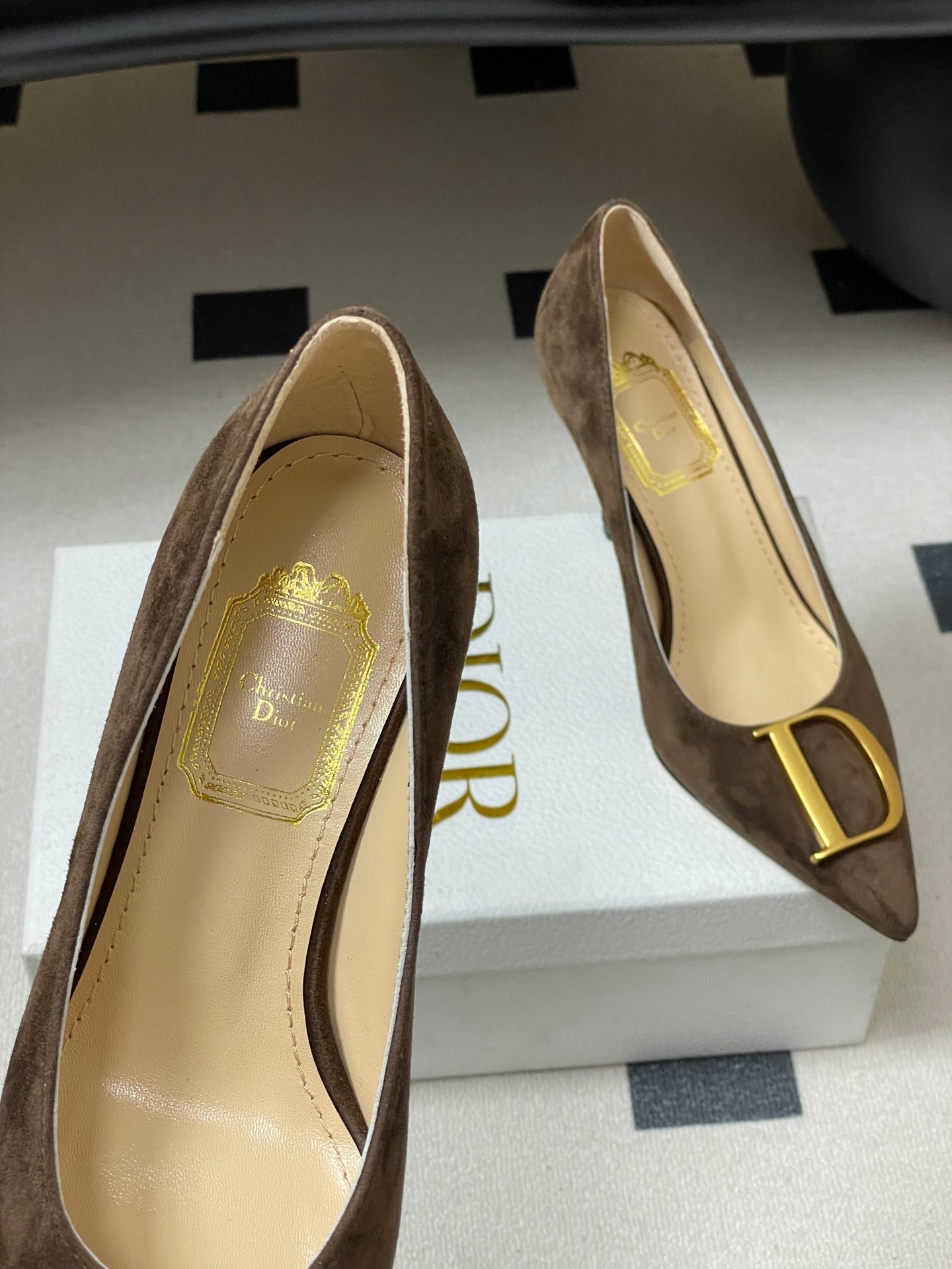 CD 26 High-Heeled 85 Pumps Dark Brown Suede 593594