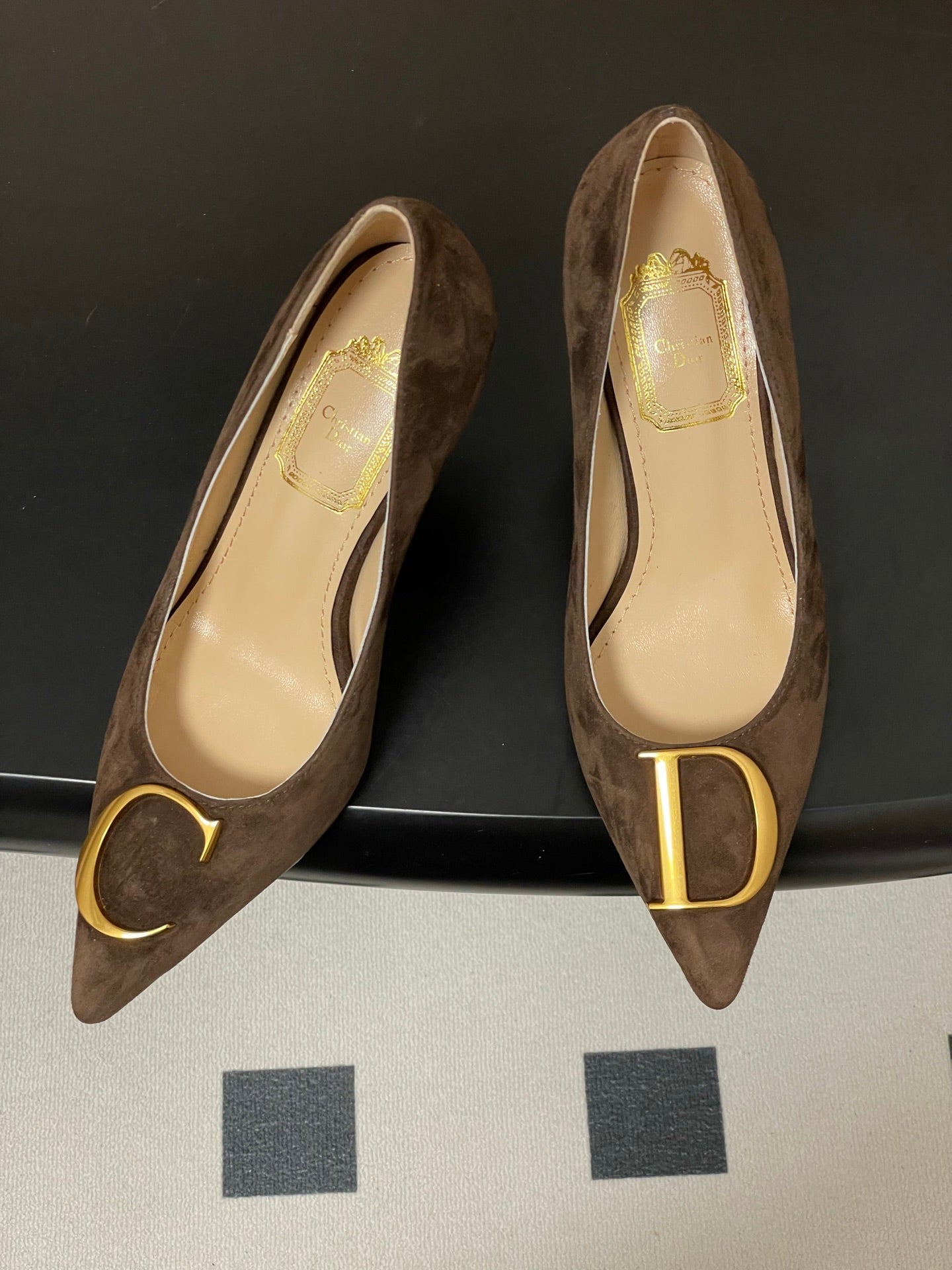 CD 26 High-Heeled 85 Pumps Dark Brown Suede 593594