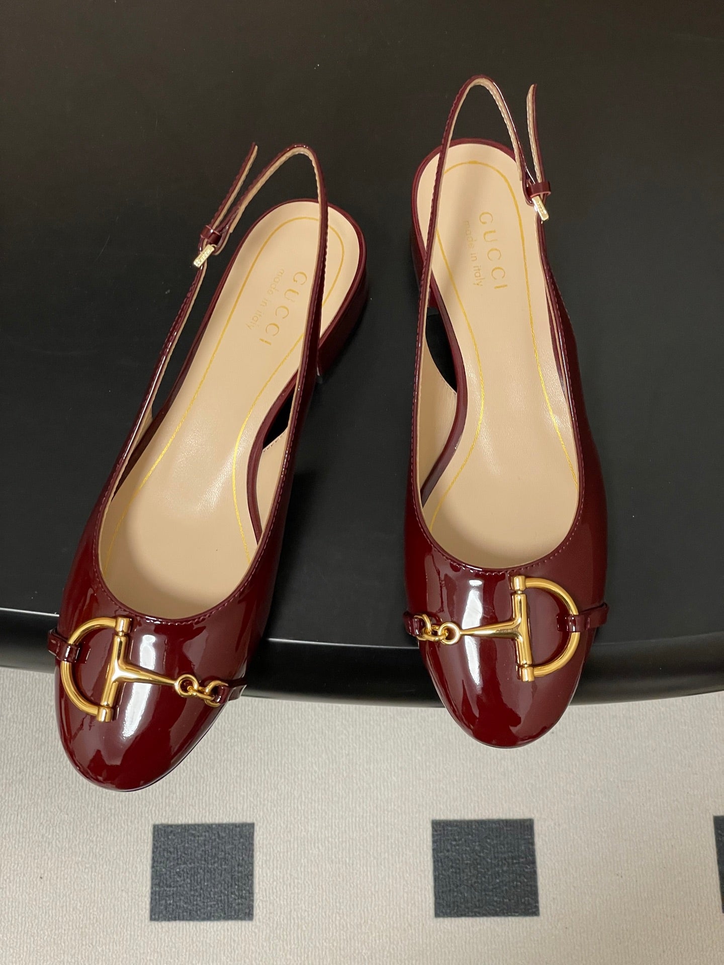 GG 26ss Big D Half HorseBit Mary Jane Dark Red Patent Leather 593501