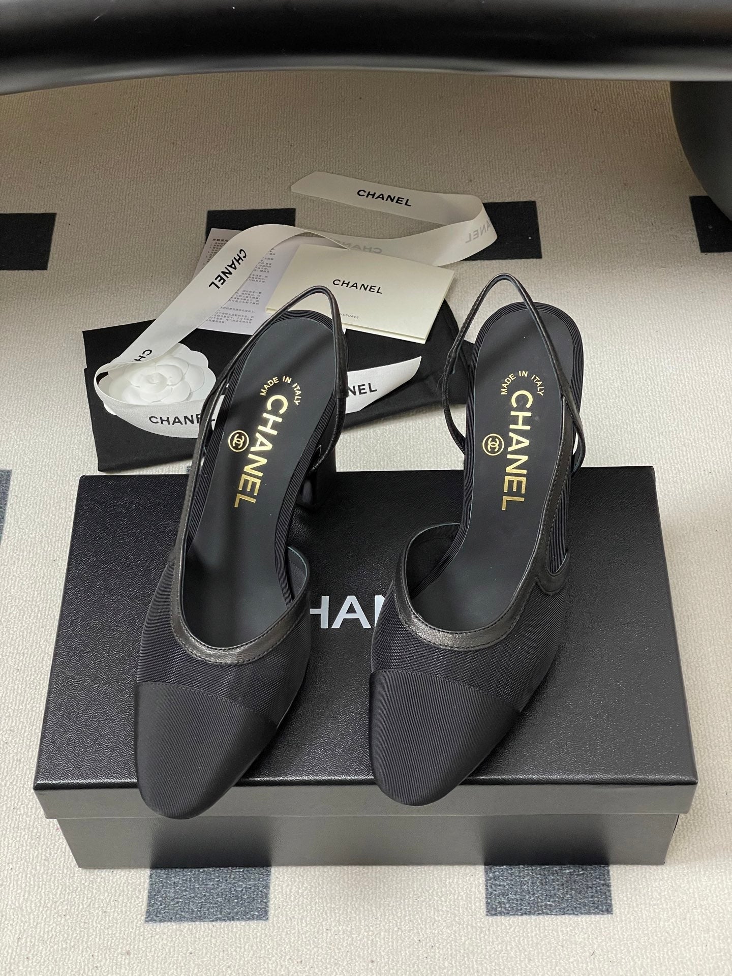CC 26s Slingback 95mm Mesh Fabric Sheepskin