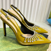 GC Embellished Slingback Acid Green Patent Leather 294622