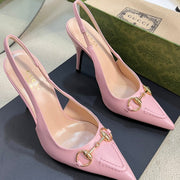 GC Horsebit Slingback Pump 100mm Pink Sheepskin 294567