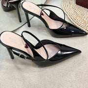 GC 100mm Heeled Slingbacks Black Sheepskin 294608